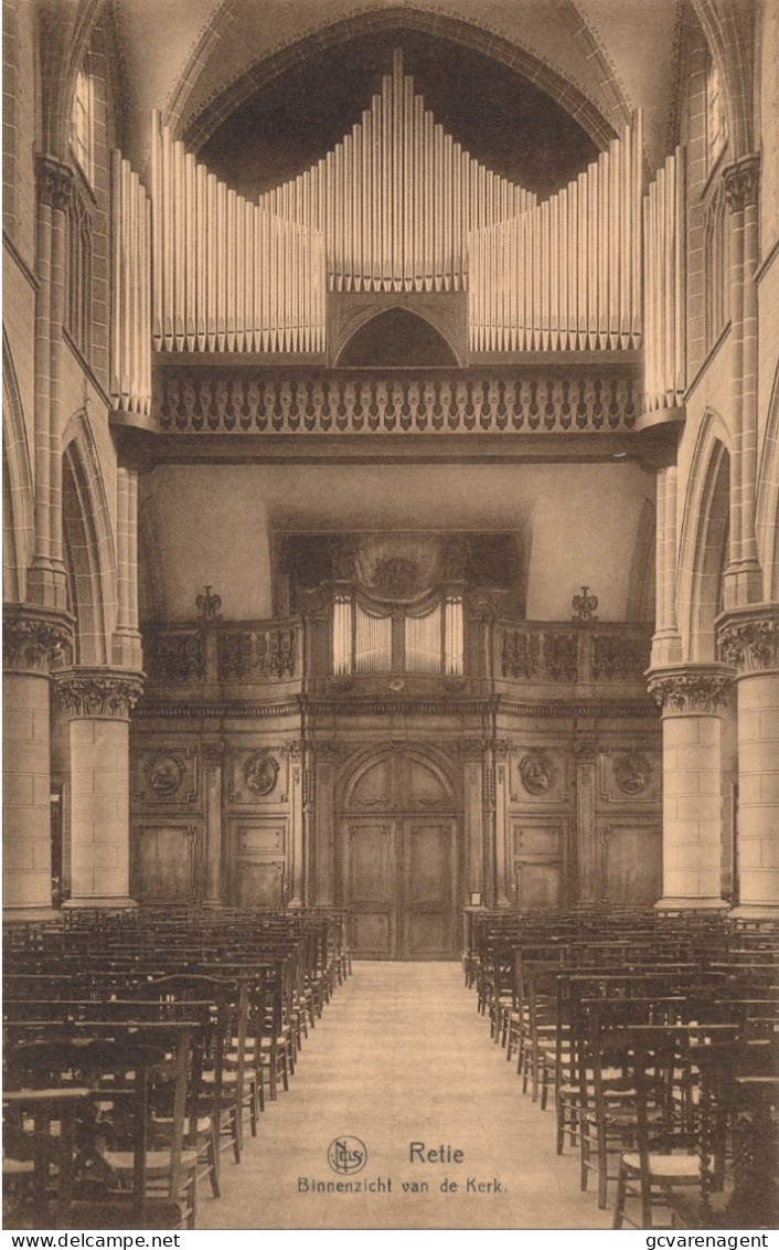 RETIE    BINNENZICHT VAN DE KERK        2 SCANS - Retie