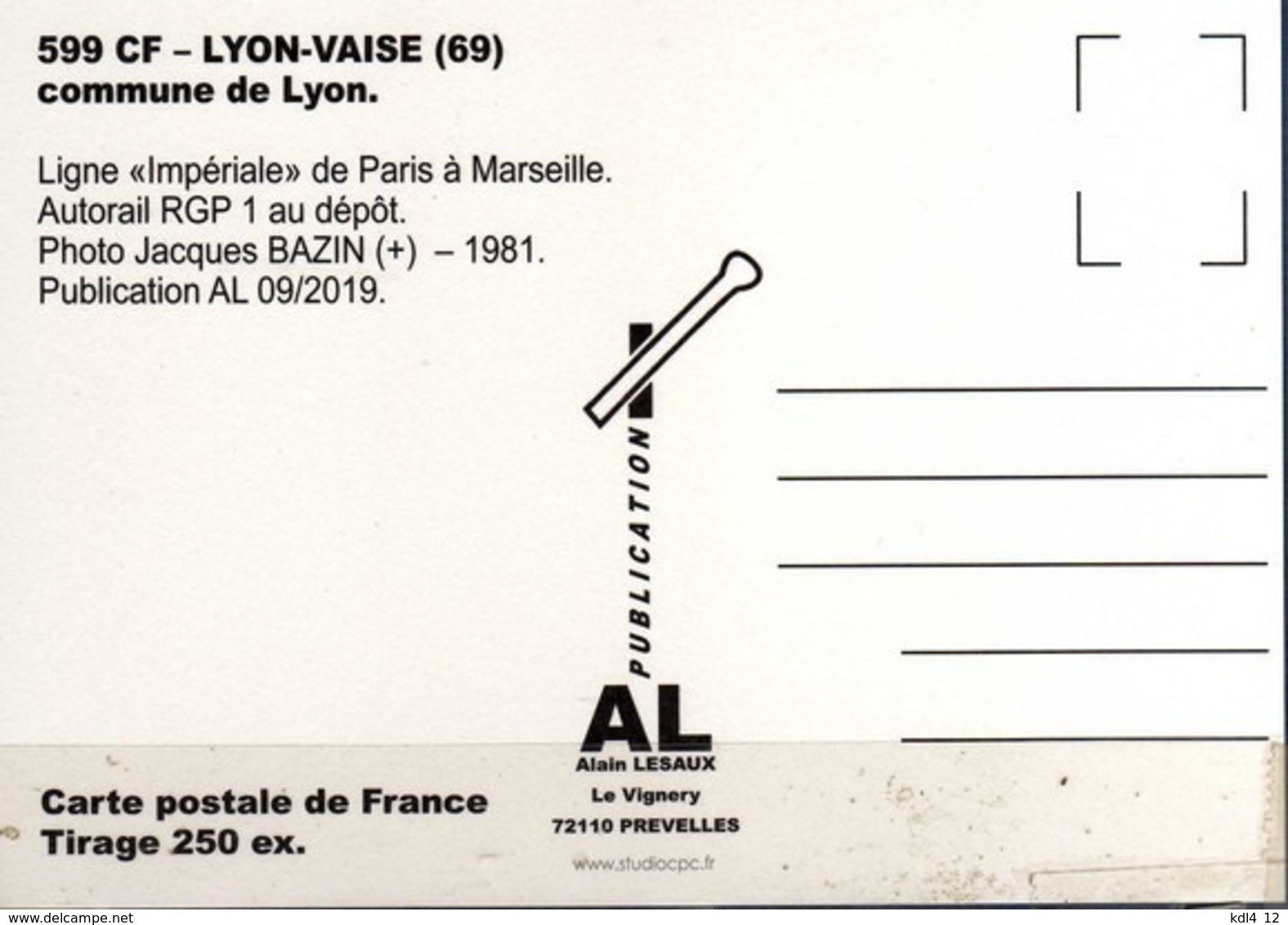 AL 599 - Autorail RGP 1 Au Dépôt - LYON-VAISE - Rhône - SNCF - Lyon 9