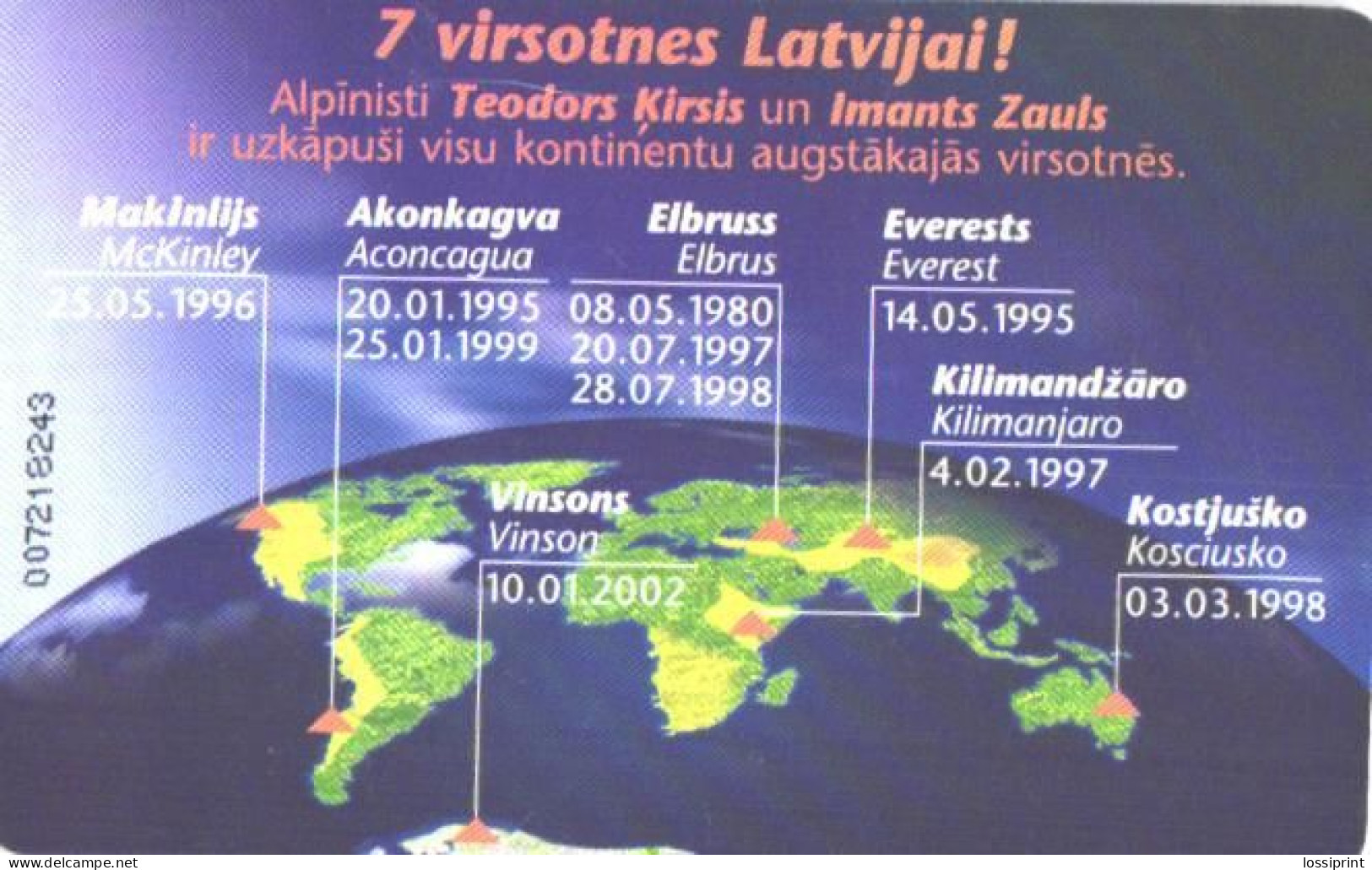 Latvia:Used Phonecard, Lattelekom, 3 Lati, Antarctica Mount Vinsons, 2003 - Lettonie