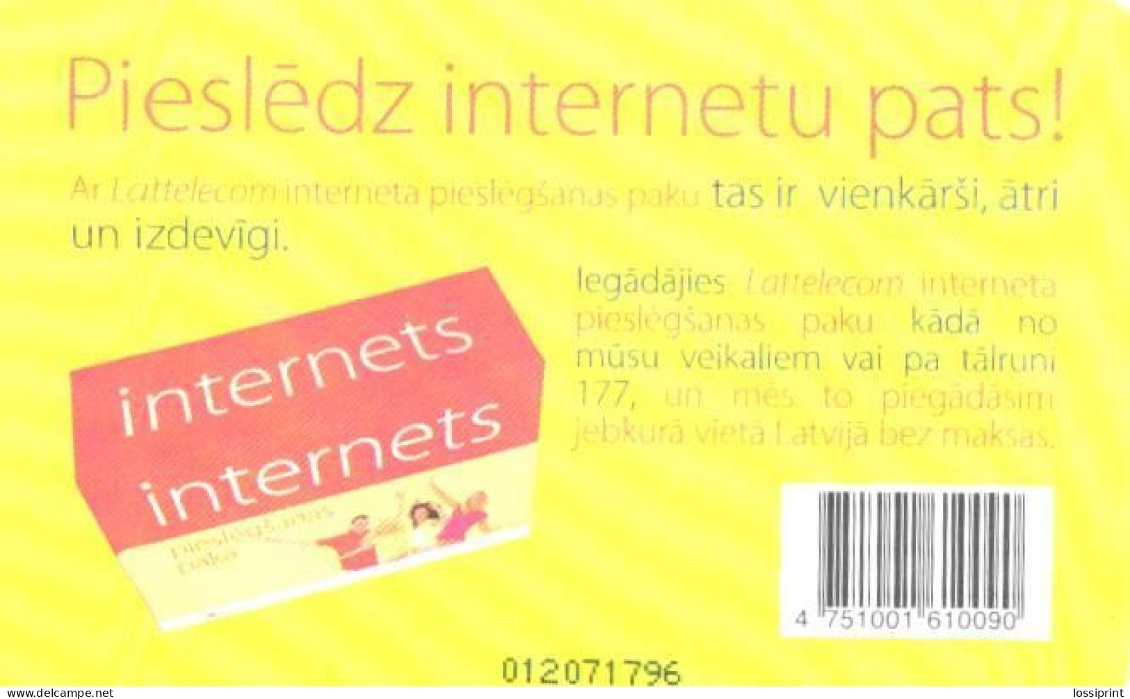 Latvia:Used Phonecard, Lattelekom, 5 Lati, Internets, 2009 - Latvia