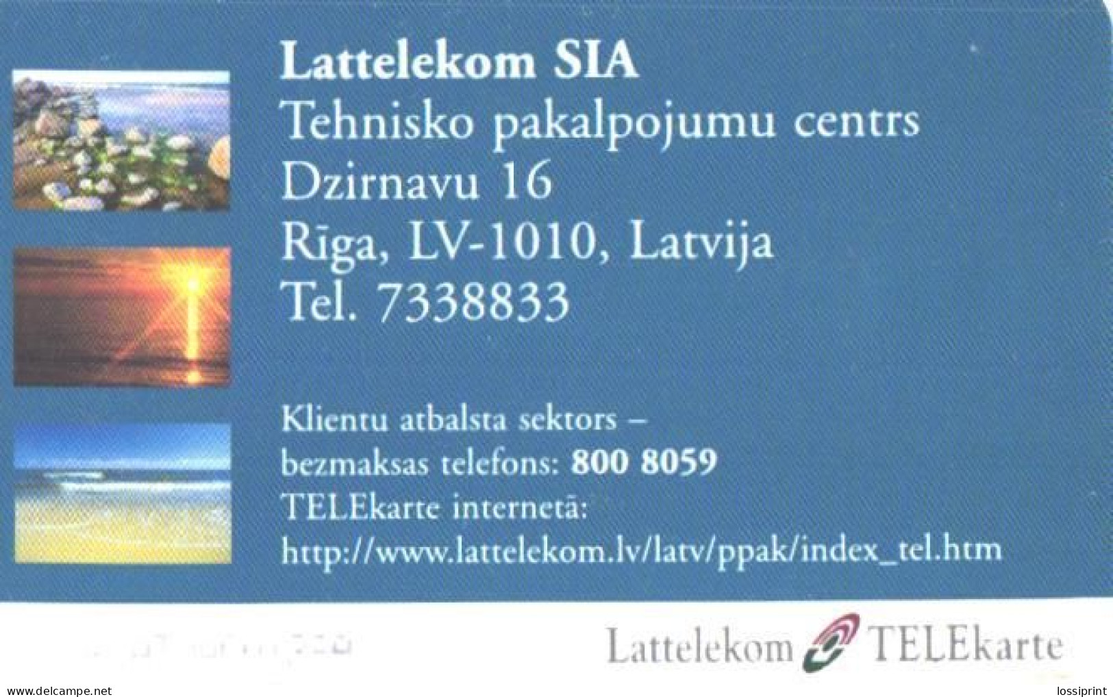 Latvia:Used Phonecard, Lattelekom, 5 Lati, Sunset, Lattelekom SIA, 1999 - Letonia