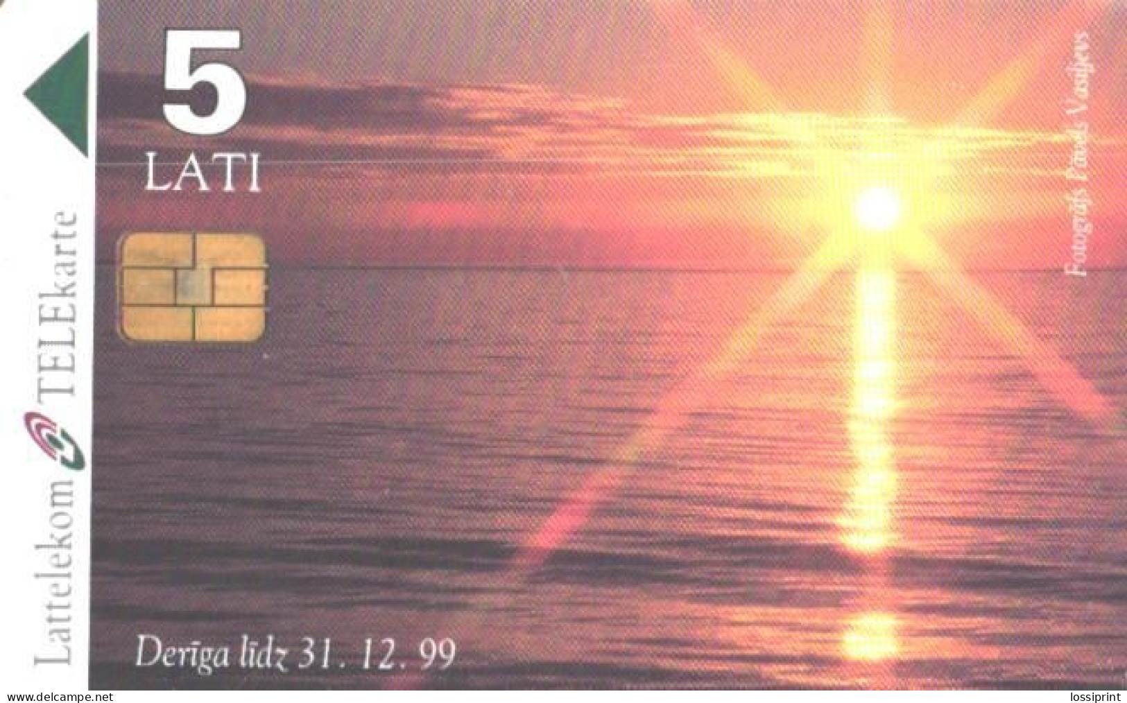 Latvia:Used Phonecard, Lattelekom, 5 Lati, Sunset, Lattelekom SIA, 1999 - Latvia