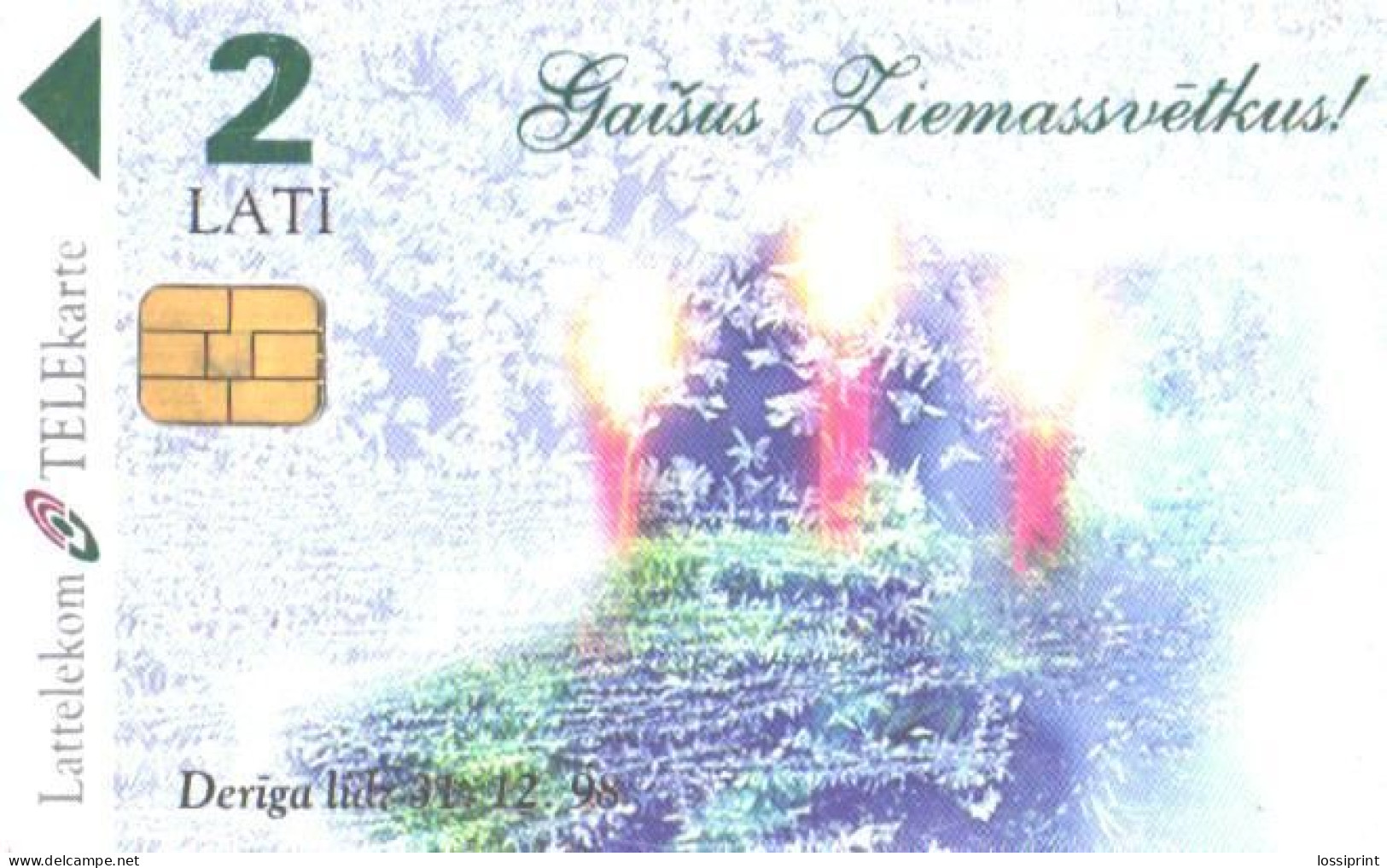 Latvia:Used Phonecard, Lattelekom, 2 Lati, Christmas, 1998 - Lettonie