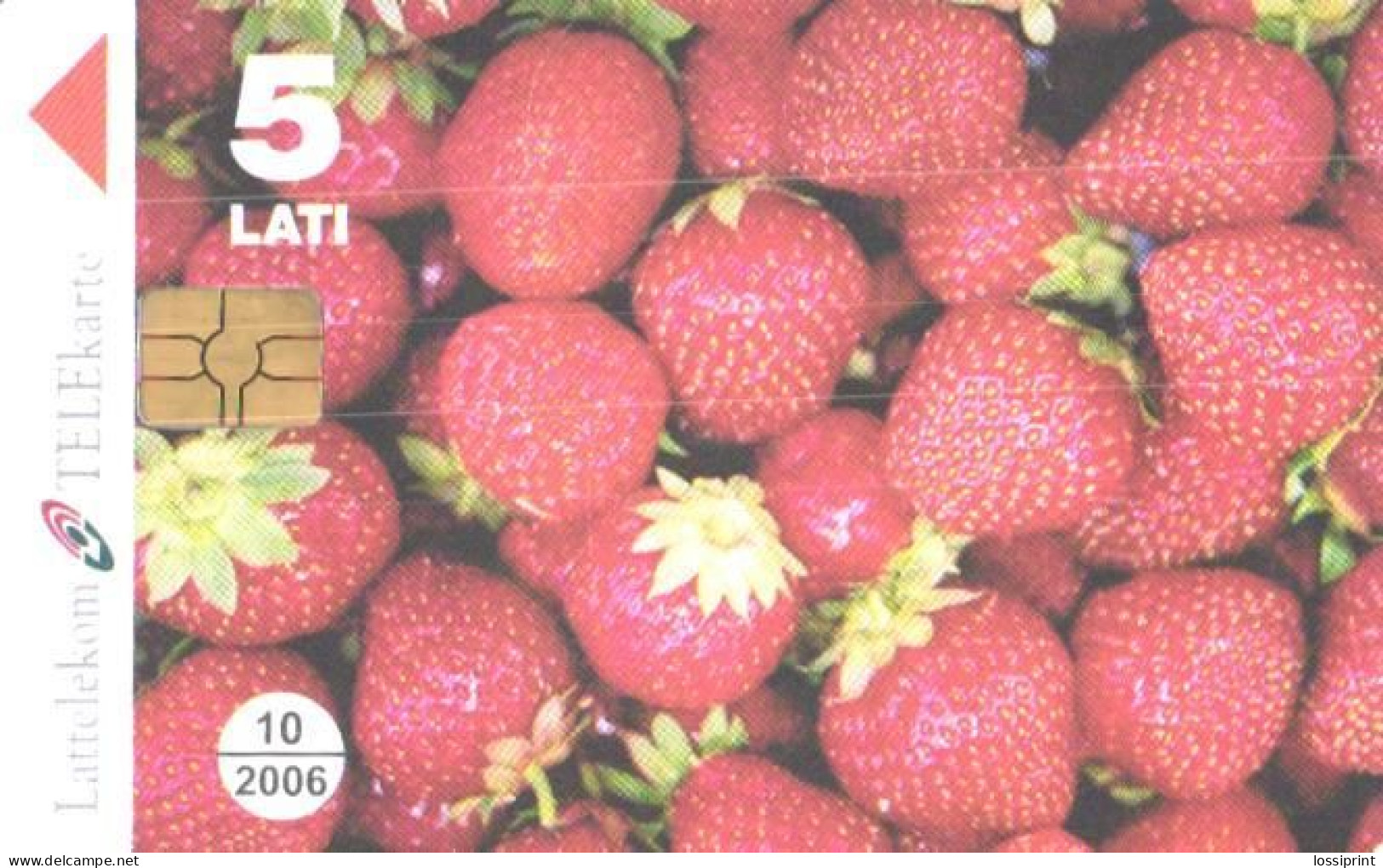 Latvia:Used Phonecard, Lattelekom, 5 Lati, Berries, Strawberry, 2006 - Letland