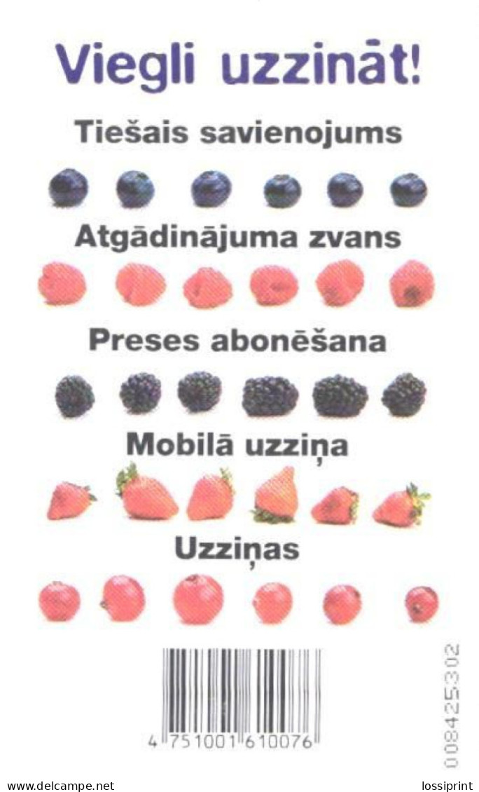 Latvia:Used Phonecard, Lattelekom, 2 Lati, Berries, 118 Advertising, 2005 - Lettonie