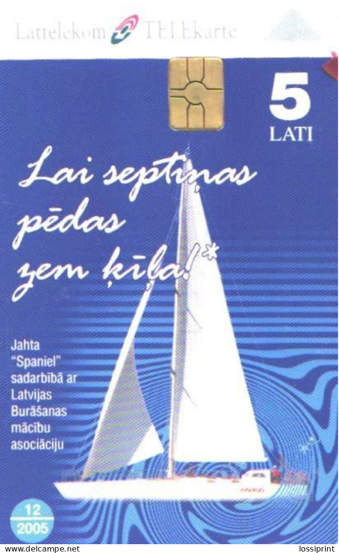 Latvia:Used Phonecard, Lattelekom, 5 Lati, Sailing Ship Spaniel, 2005 - Letland