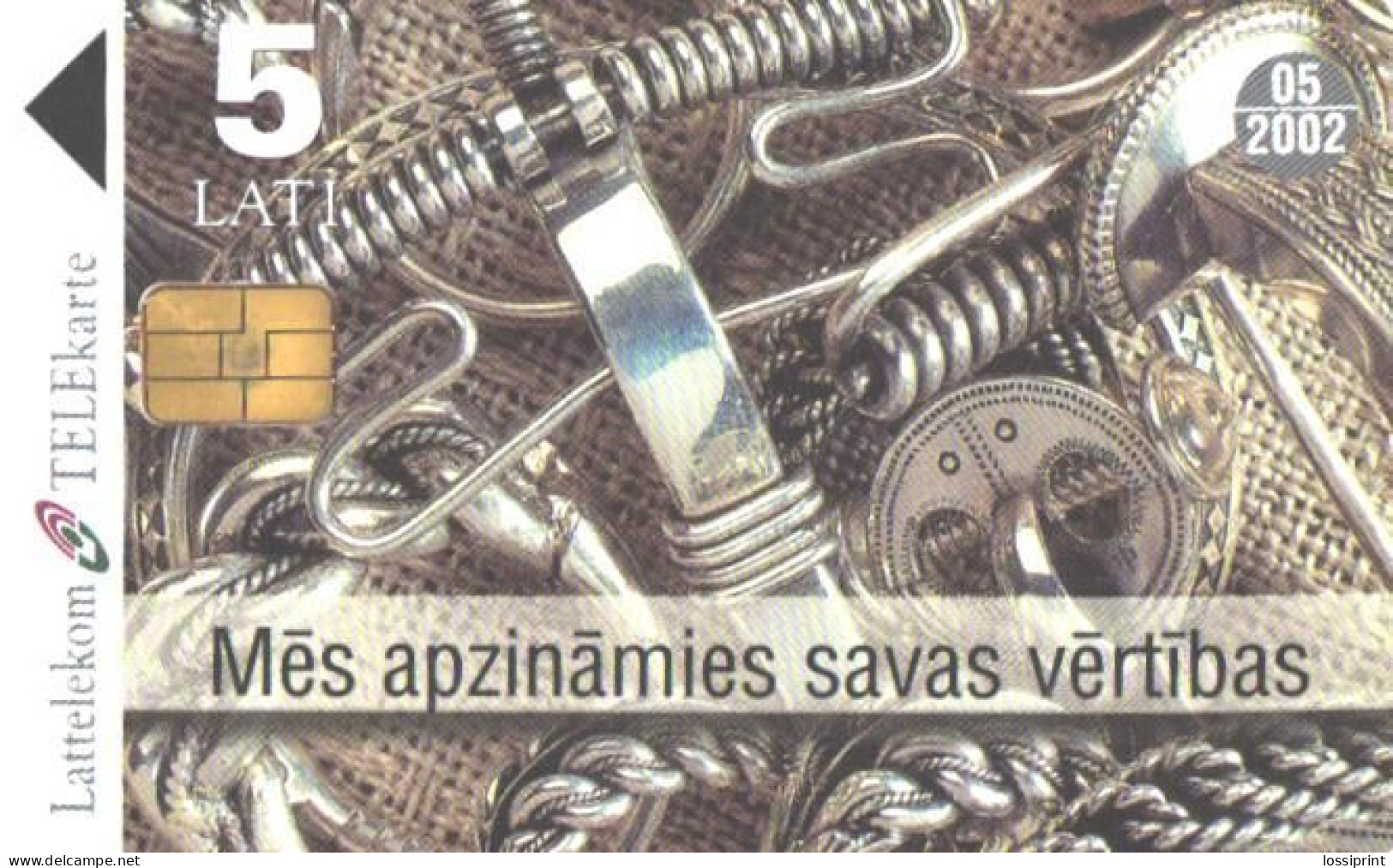 Latvia:Used Phonecard, Lattelekom, 5 Lati, Jewellery, 2002 - Lettonie