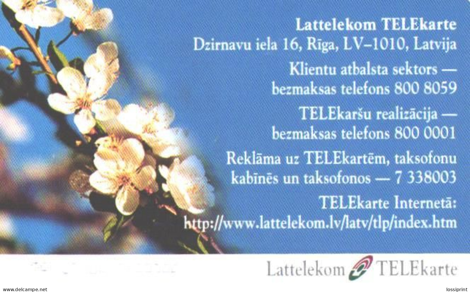 Latvia:Used Phonecard, Lattelekom, 2 Lati, Blossoms, 2000 - Letland