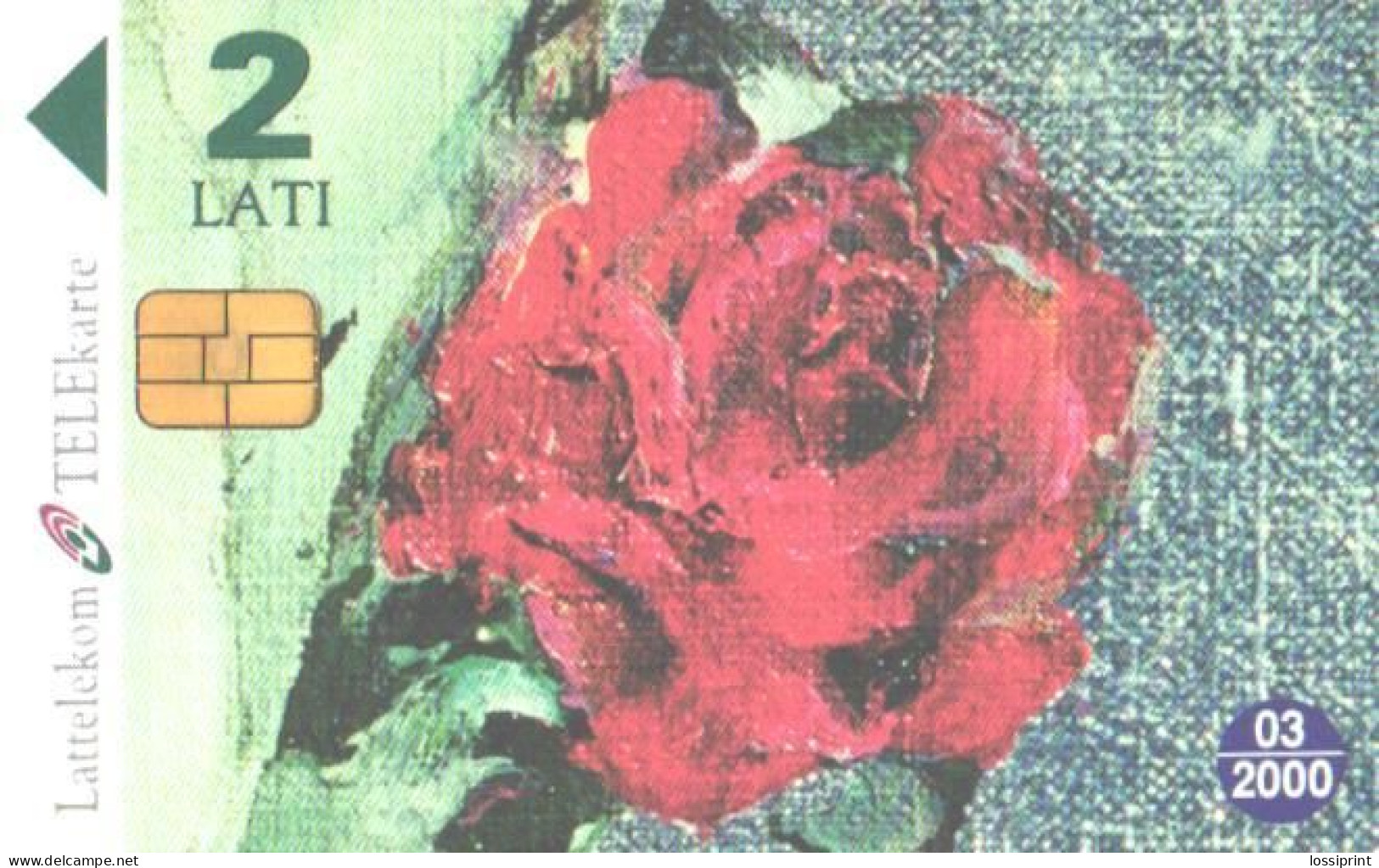 Latvia:Used Phonecard, Lattelekom, 2 Lati, Flower, Rose, 2000 - Letonia