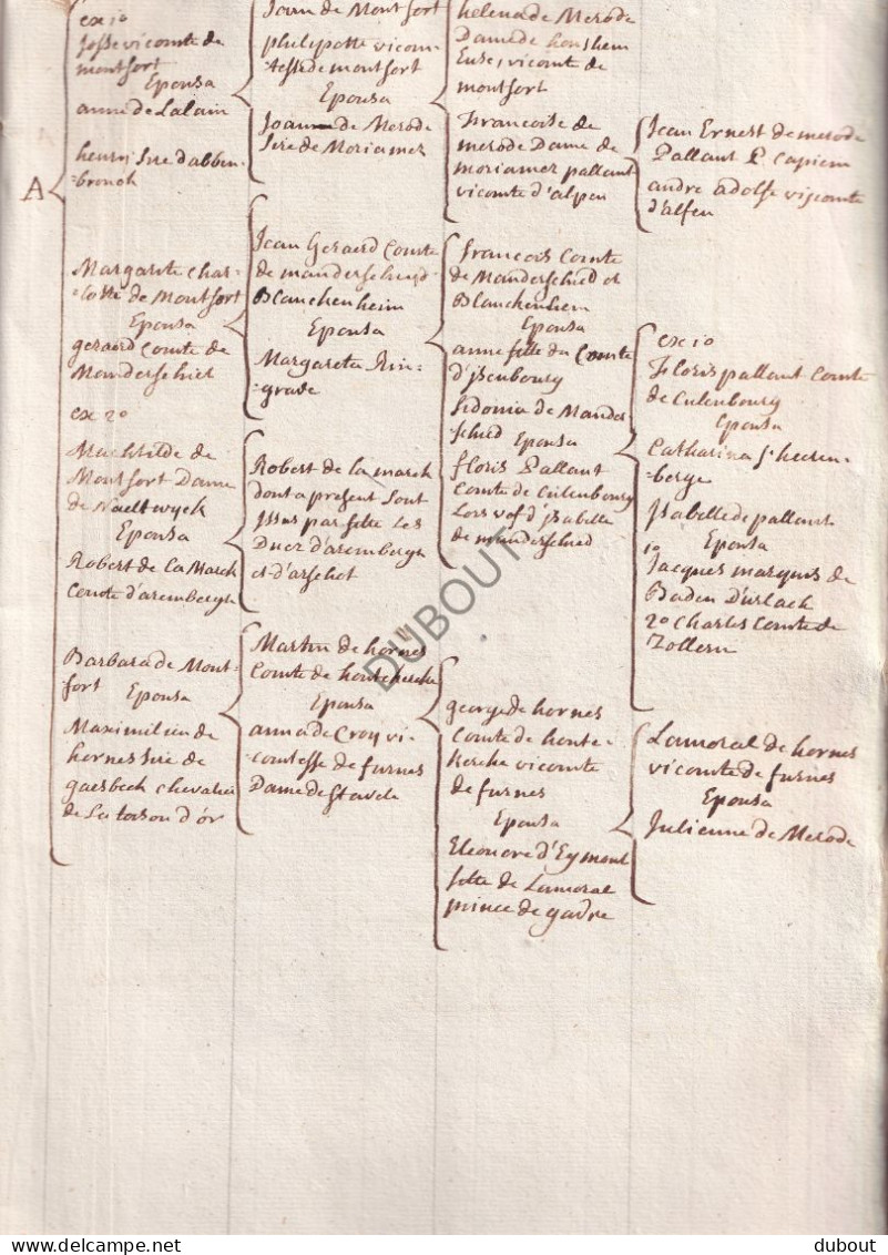 Genealogie - 18 De Eeuw - Famille De Rubempré - Famille De Croy Et De Renty (V2587) - Manuscrits