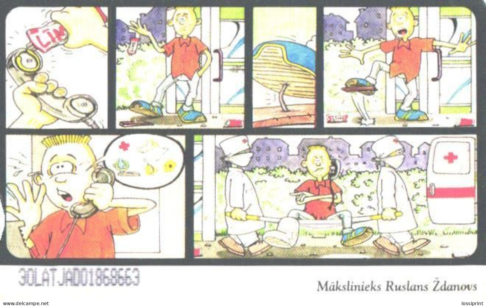 Latvia:Used Phonecard, Lattelekom, 2 Lati, Comics, 2000 - Letland