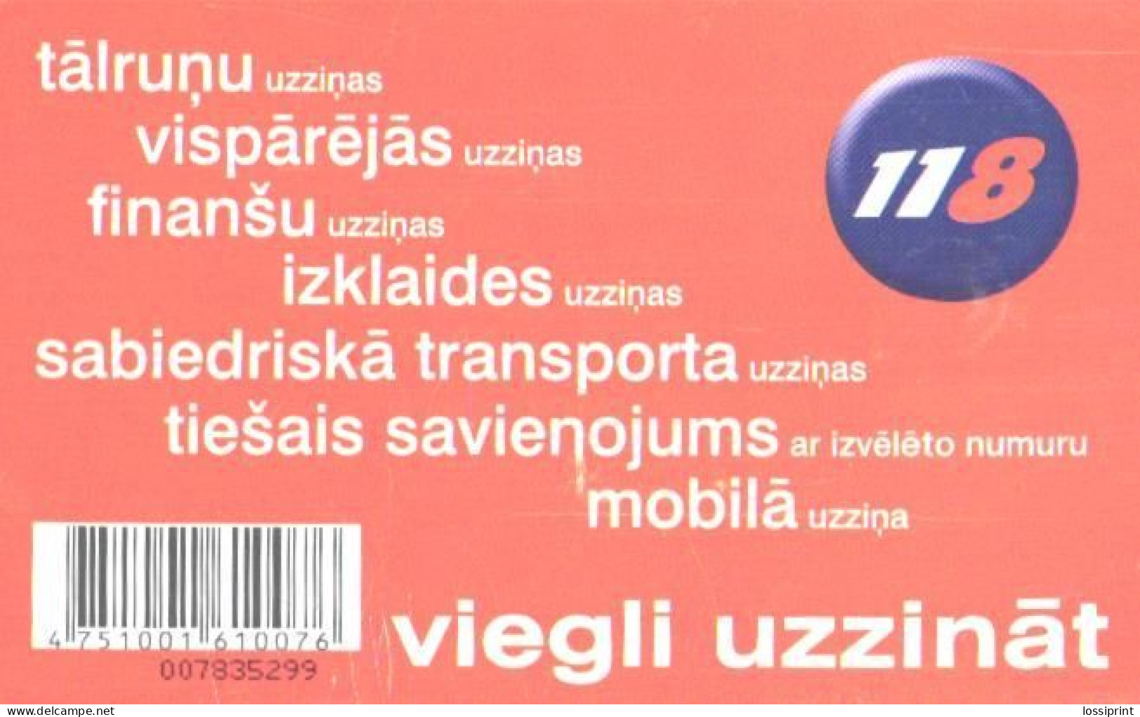 Latvia:Used Phonecard, Lattelekom, 2 Lati, Rabbit, 118 Advertising, 2004 - Latvia