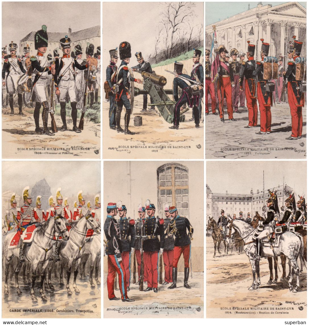 FRANCE - SOC. COOP. MILITAIRE / UNIFORMES - LOT De 6 CARTES Avec ILLUSTRATIONS SIGNÉES : MAURICE TOUSSAINT (al623) - Colecciones Y Lotes