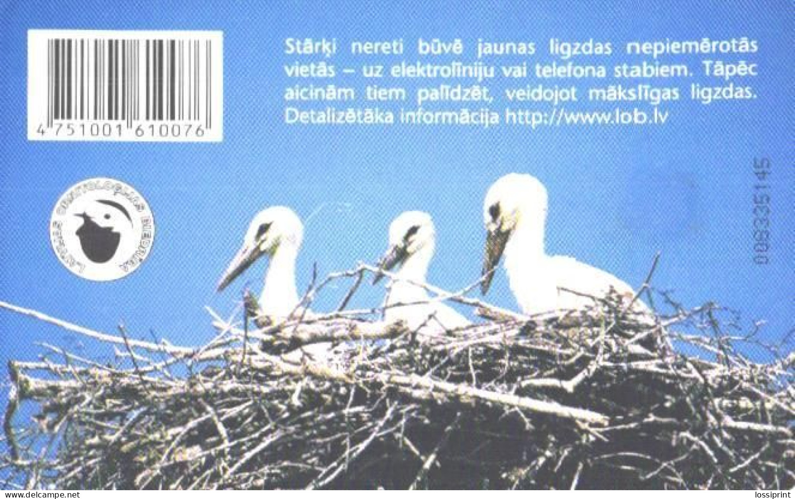 Latvia:Used Phonecard, Lattelekom, 2 Lati, Bird, Stork, 2005 - Lettonia