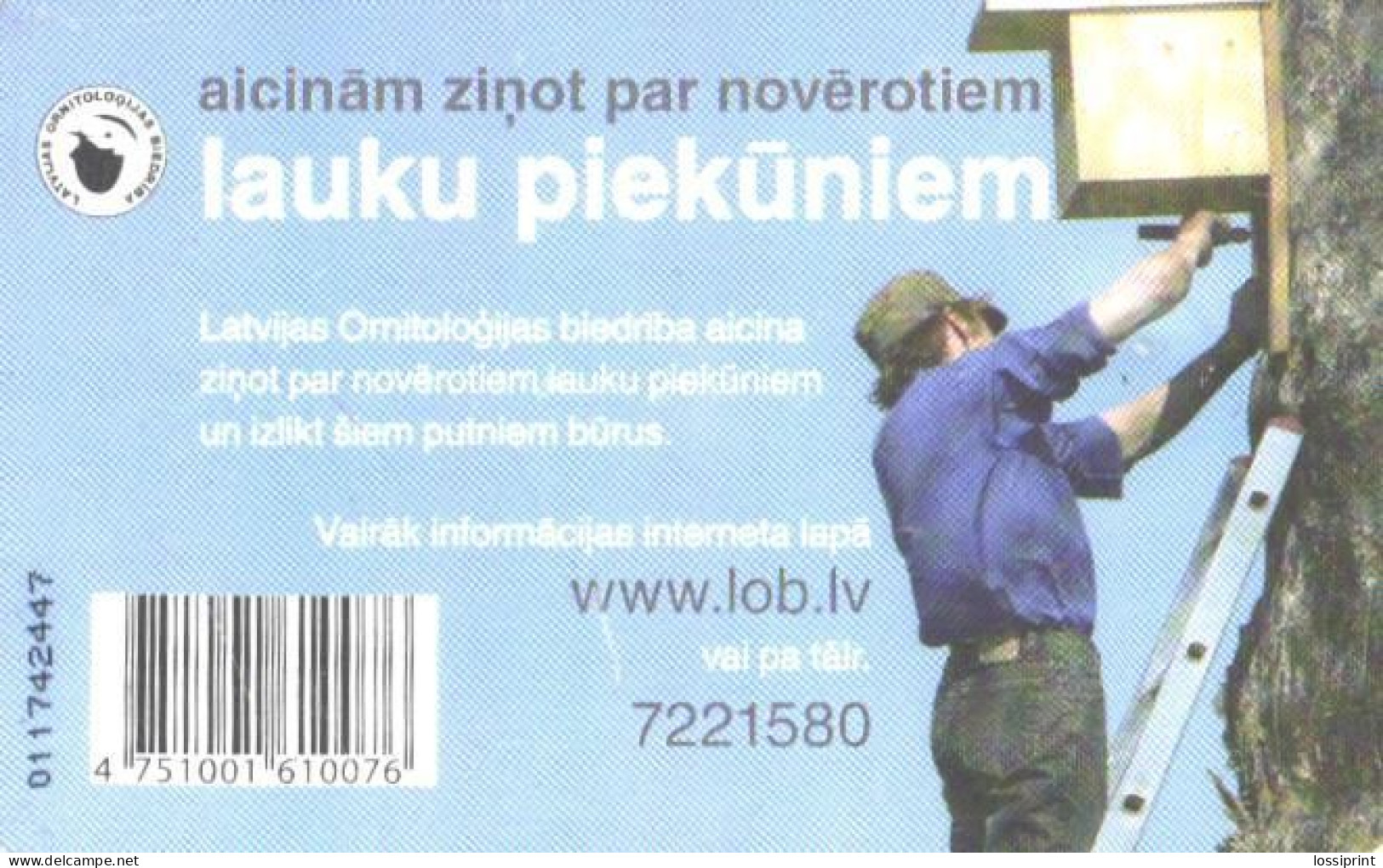 Latvia:Used Phonecard, Lattelekom, 2 Lati, Bird, Owl, 2007 - Lettonie