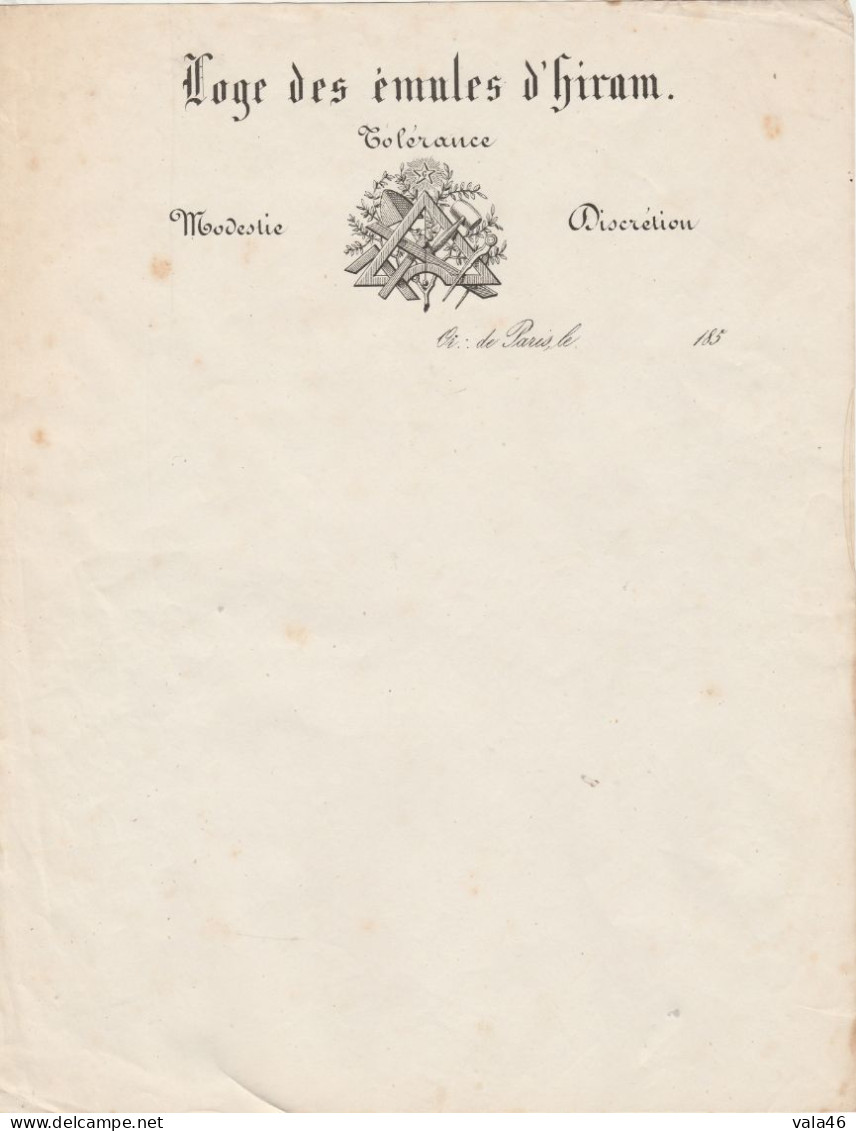 VIEUX PAPIERS  - RELIGION   HIRAM - PAPIER A LETTRE DOUBLE - 1800 – 1899