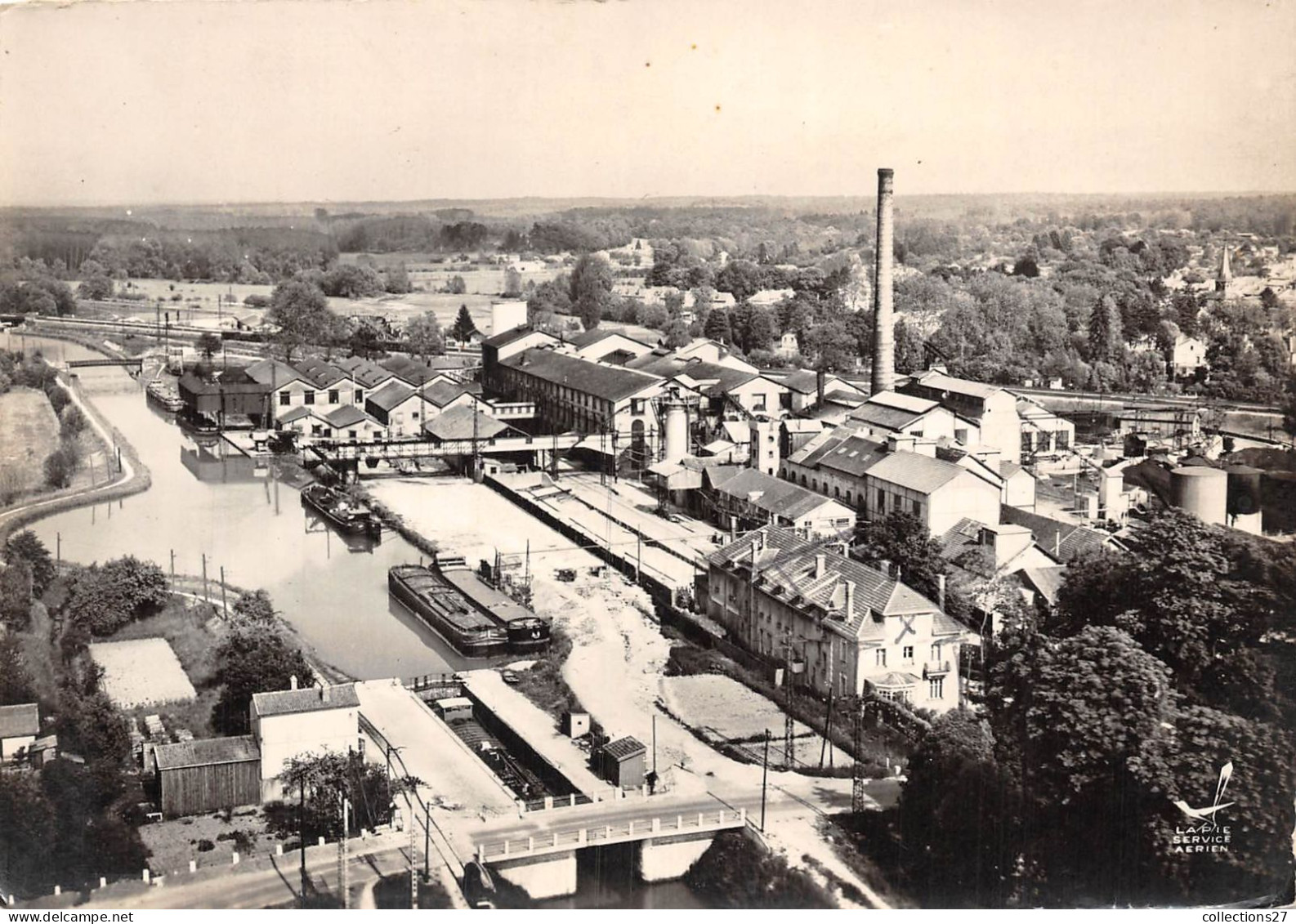 51-SERMAIZE-LES-BAINS- CANAL DE LA MARNE AU RHIN ET LA SUCRERIE VUE DU CIEL - Sermaize-les-Bains