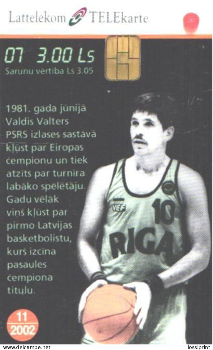 Latvia:Used Phonecard, Lattelekom, 3 Lati, Basketball Players, 07, 2002 - Lettonie