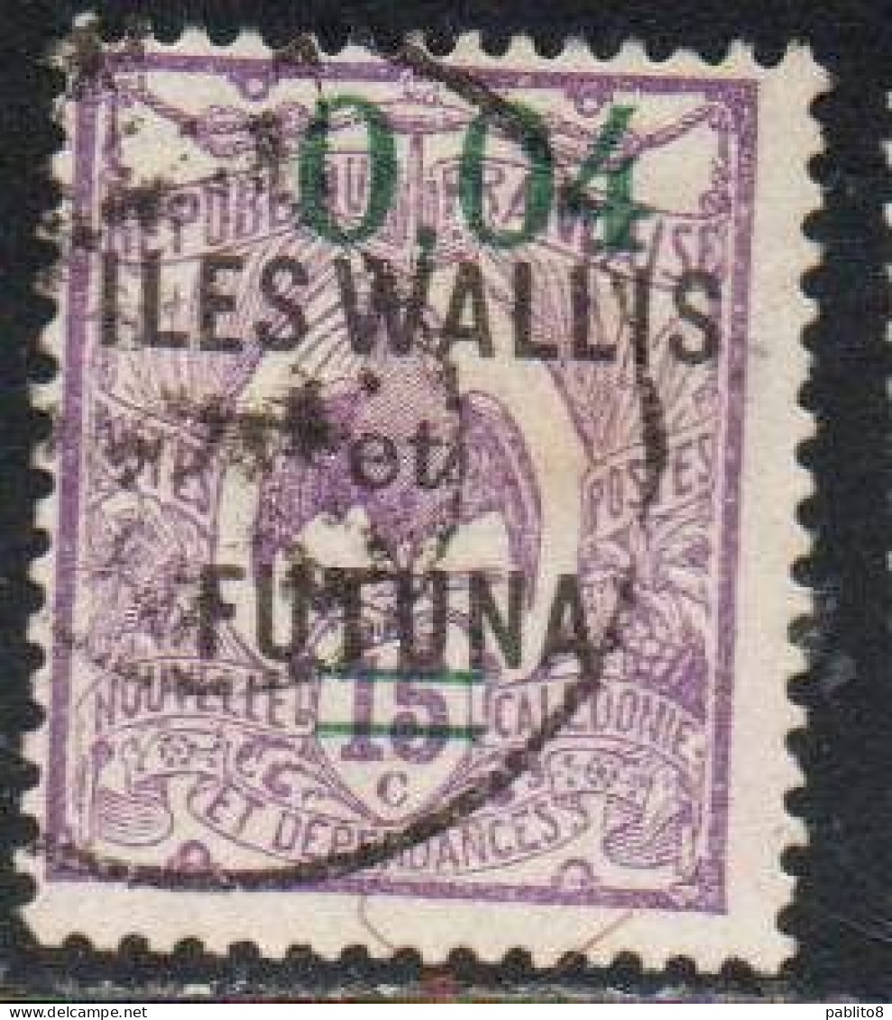 WALLIS AND FUTUNA ISLANDS 1922 KAGU BIRD NEW CALEDONIA SURCHARGED 4c On 15c USED USATO OBLITERE' - Segnatasse