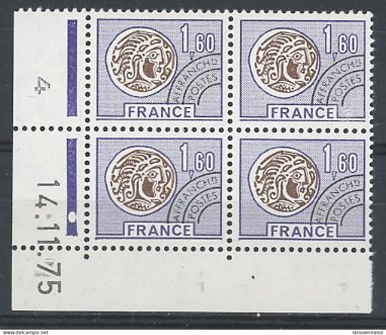 COINS DATES - PREO N°144-MONNAIE  -N** - 1,60 VIOLET  -14-11-75 - Voorafgestempeld