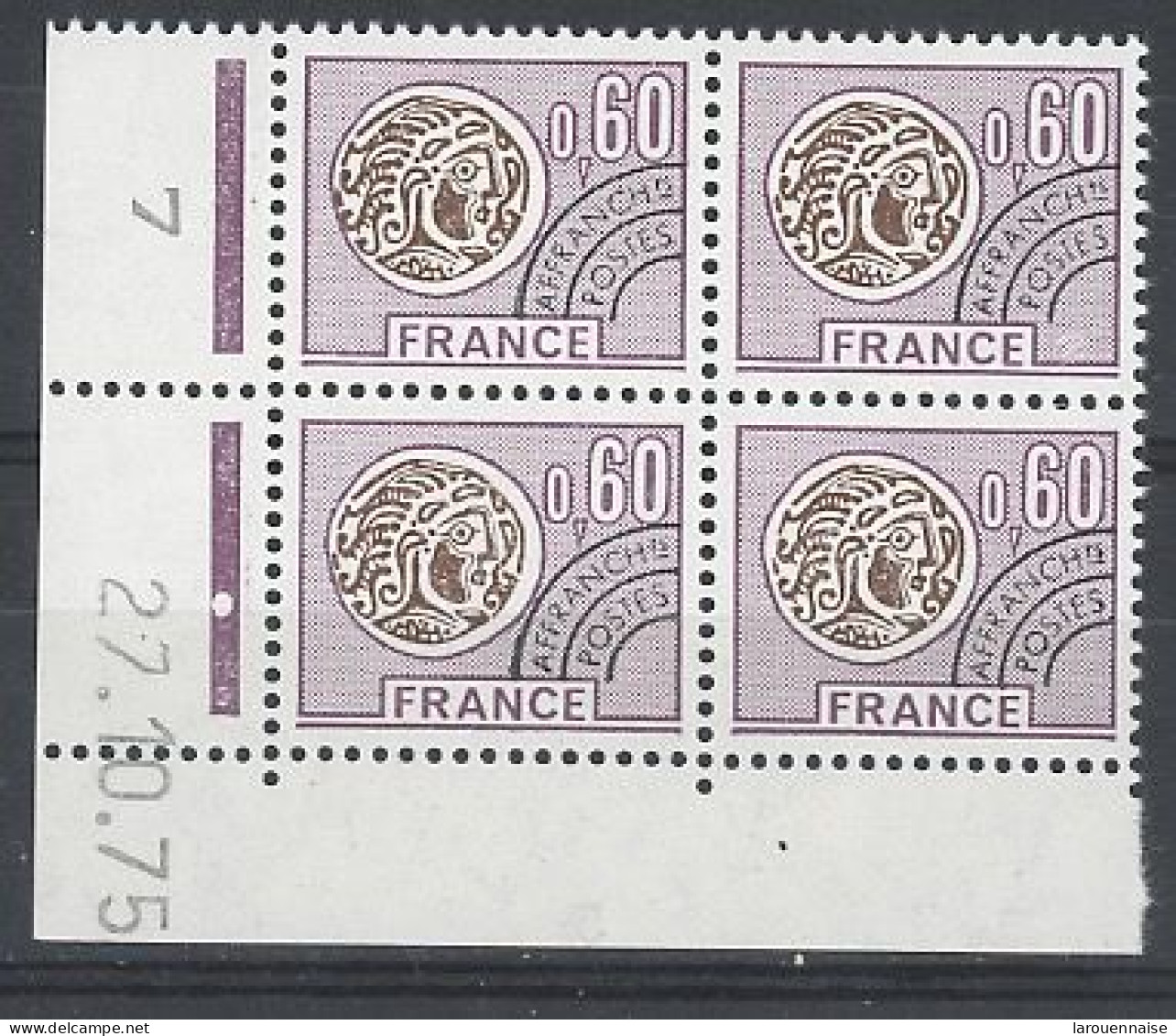 COINS DATES - PREO N°140-MONNAIE  -N** - 0,60 LILAS  -27-10-75 - Preobliterati