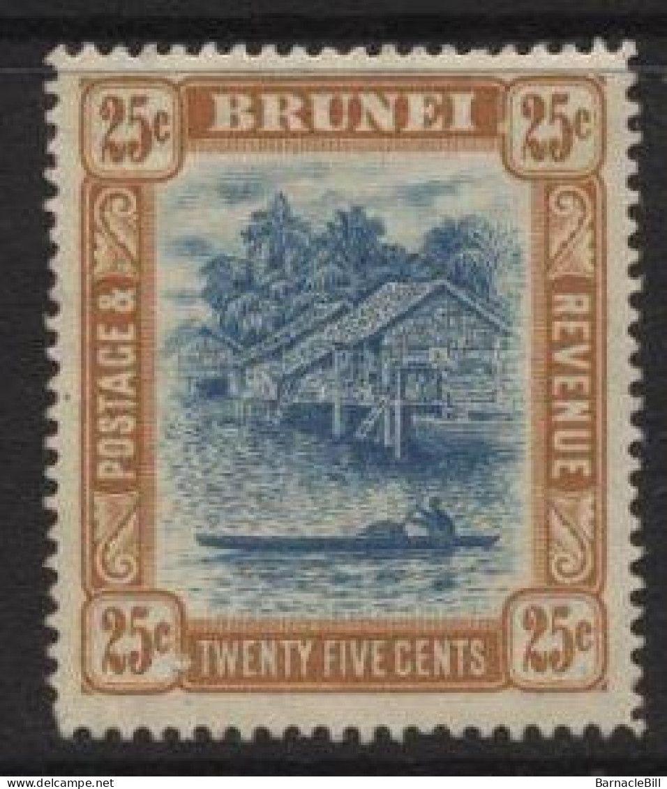 Brunei (04).1907 Issue. 25c. Blue & Brown. Unused. Hinged. - Brunei (...-1984)