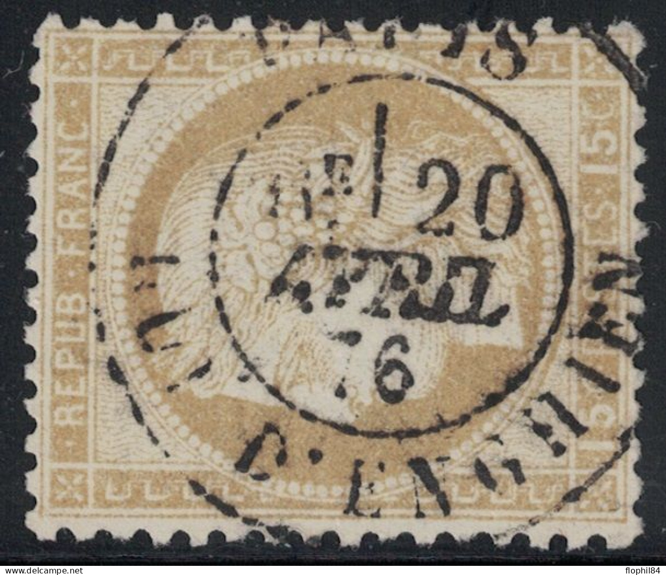 CERES -  N°55 - CACHET A DATE - PARIS - RUE D'ENGHIEN - 20 AVRIL 1876. - 1871-1875 Ceres