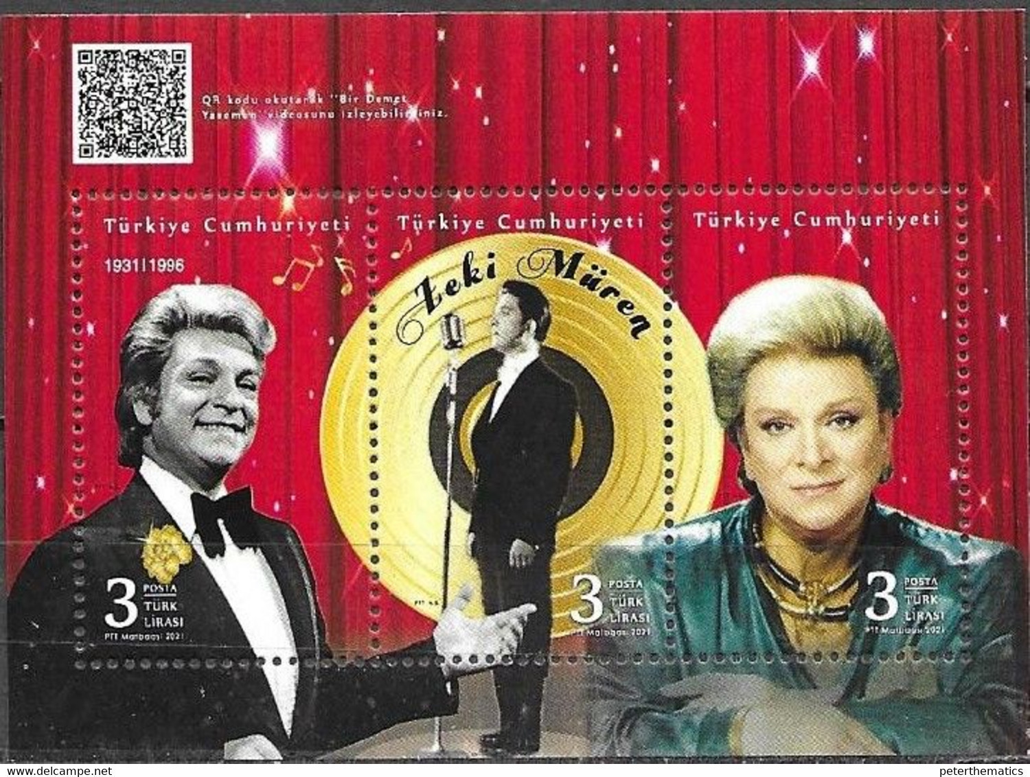 TURKEY, 2021, MNH, MUSIC, SINGERS, ZEKI MÜREN, SHEETLET - Musique