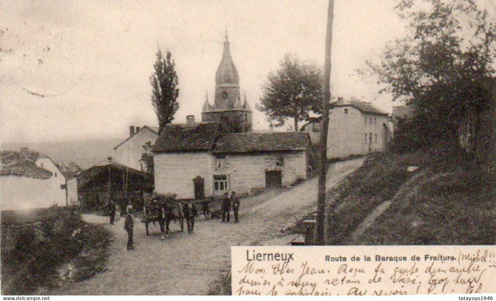 Lierneux  Route De La Baraque De Fraiture Animée Attelage Voyagé En 1903 - Lierneux