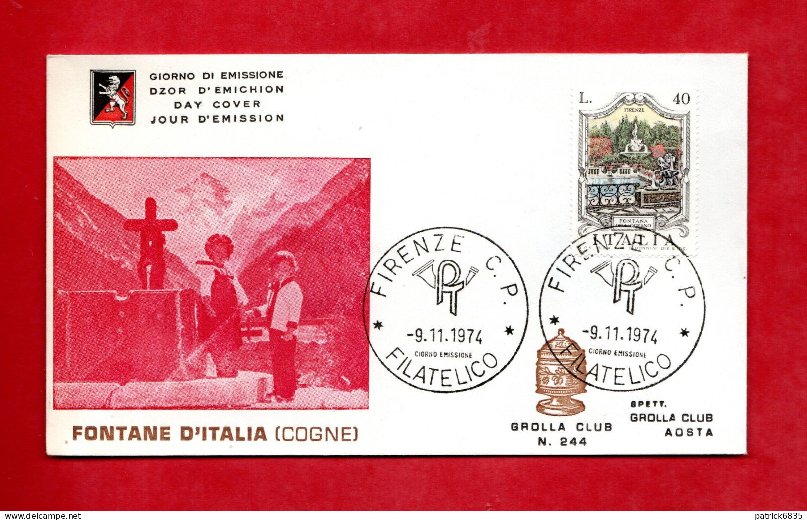 FDC-1974 - GROLLA CLUB.  Fontane - FIRENZE - FDC