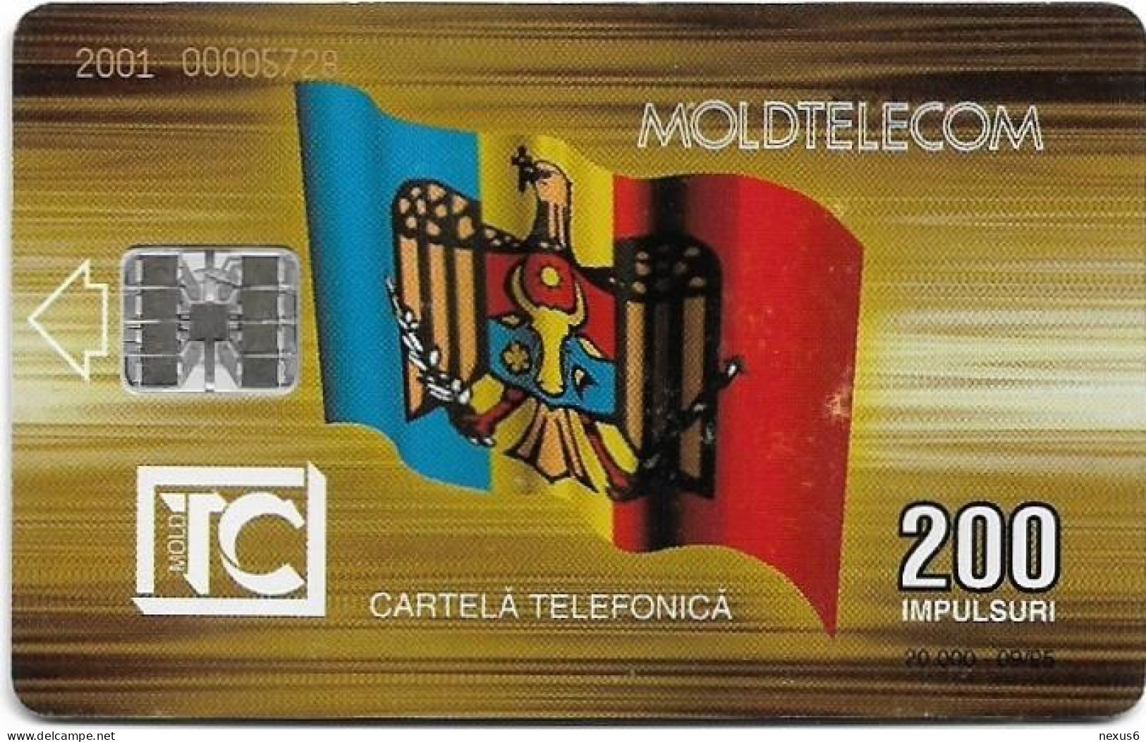 Moldova - Moldtelecom - Flag 2nd Issue, SC7, 09.1995, 200U, 20.000ex, Used - Moldavië