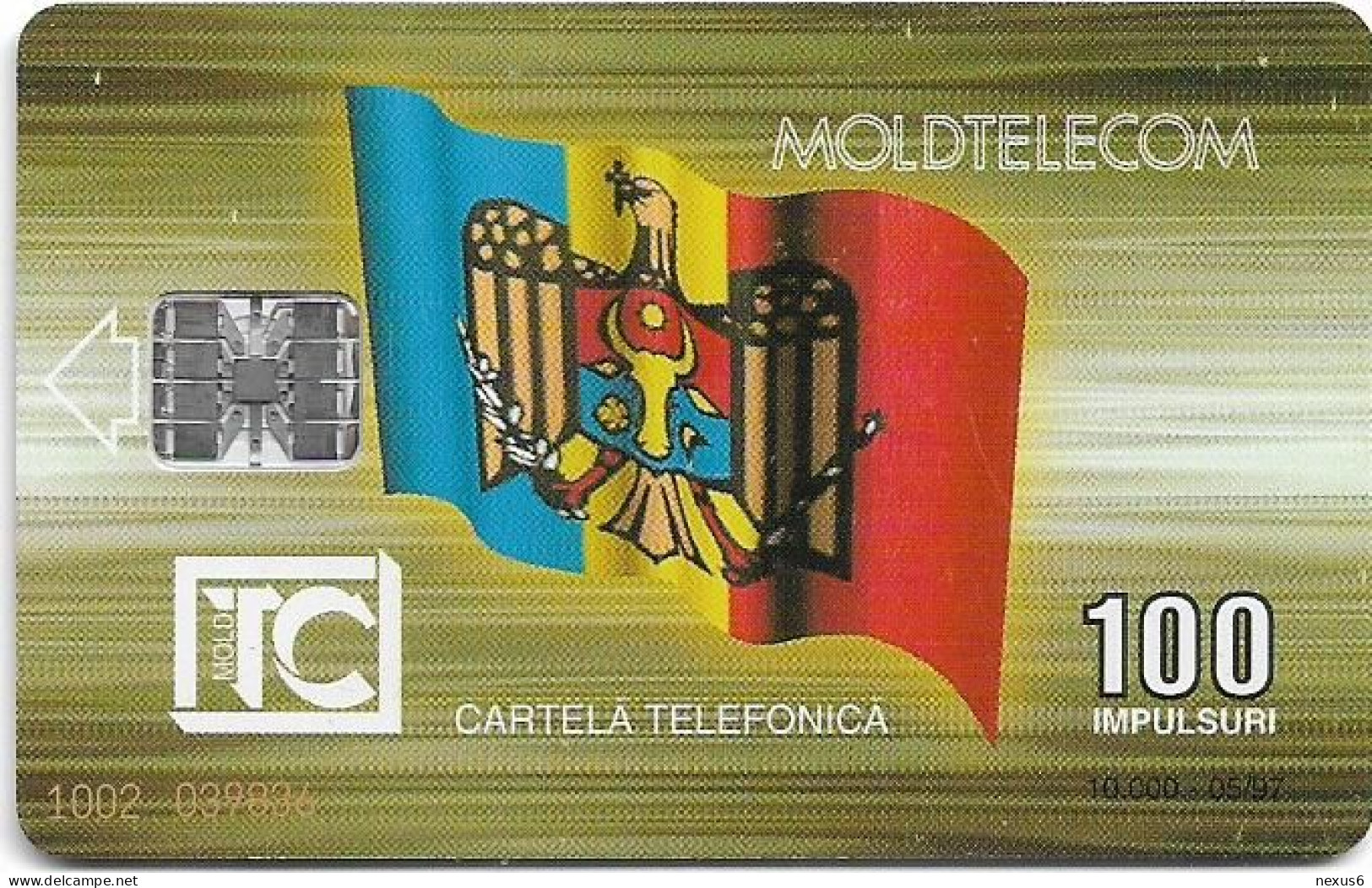 Moldova - Moldtelecom - Flag 3rd Issue, SC7, 05.1997, 100U, 10.000ex, Used - Moldova