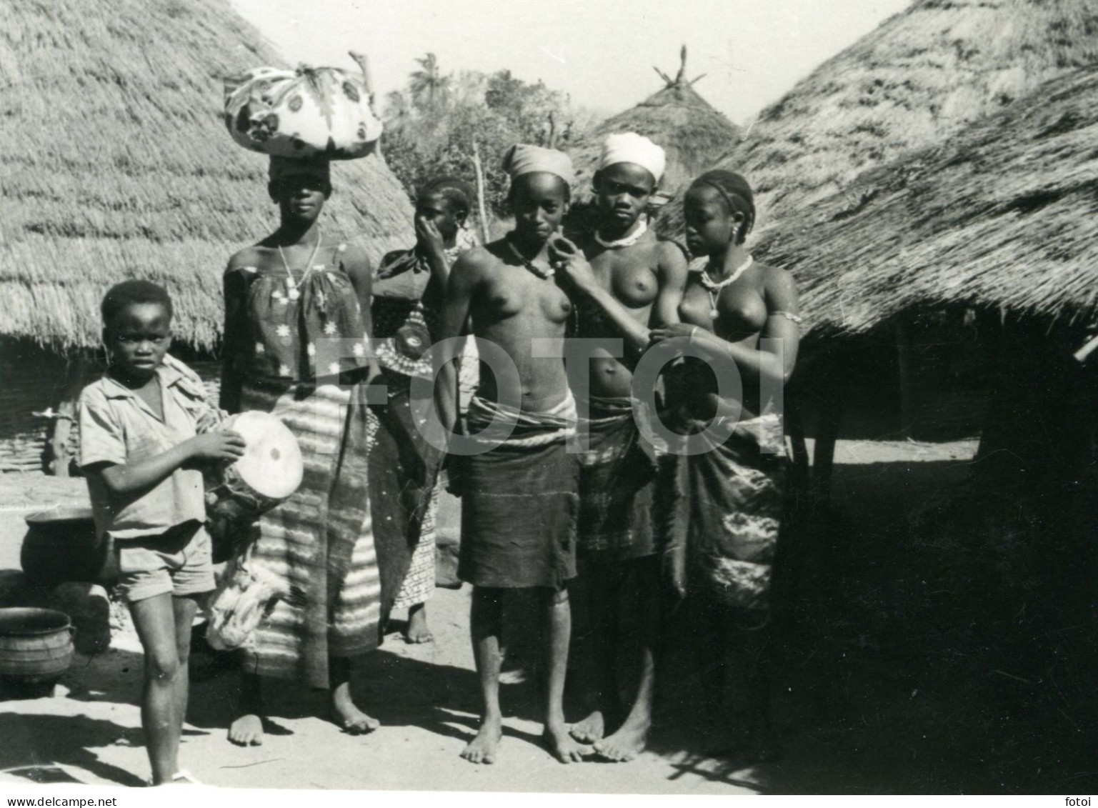 60s REAL PHOTO FOTO GUINE BISSAU Girl Girls Femme Noir Seins Nue Nu Black Nude Breasts Woman AFRICA AFRIQUE AT1592 - Afrique