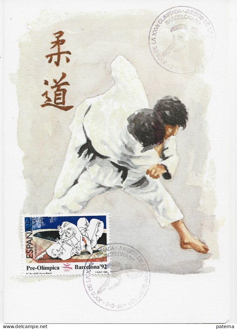 3775  Máxima  Barcelona  1992, , Juegos Pre-olimpiadas, Juegos Olímpicos, Judo - Tarjetas Máxima