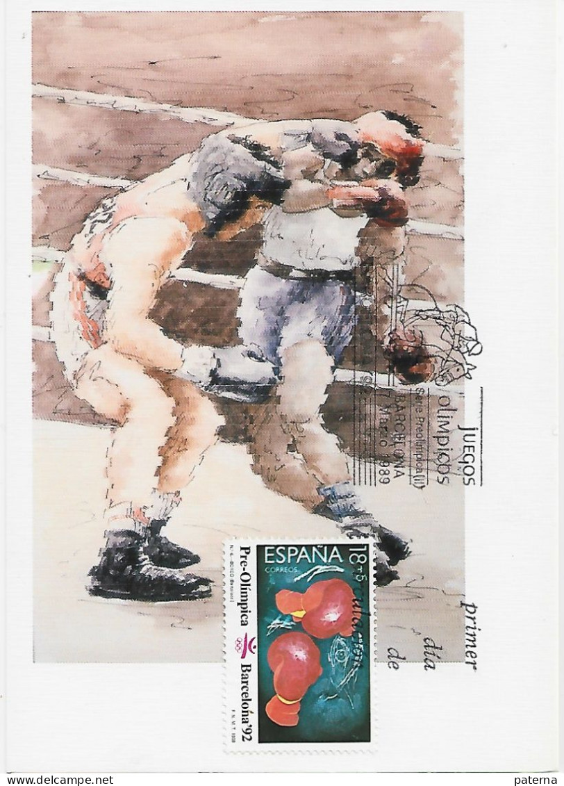 3775  Máxima  Barcelona  1992, , Juegos Pre-olimpiadas, Juegos Olímpicos, Boxeo - Tarjetas Máxima
