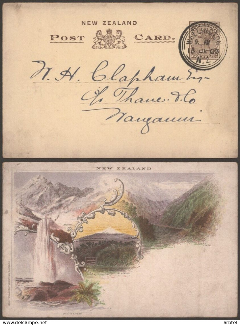 NUEVA ZELANDA 1903 ENTERO POSTAL MOUNT COOK GEYSER WAIKITE EGMONT - Enteros Postales