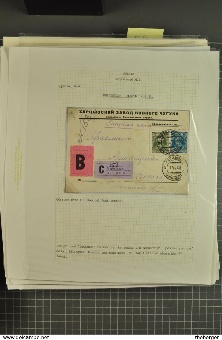 Russia USSR 1928-40 Special Post Express Mail, 57 covers with different labels, cds's & frankings, ex Miskin (47-103)