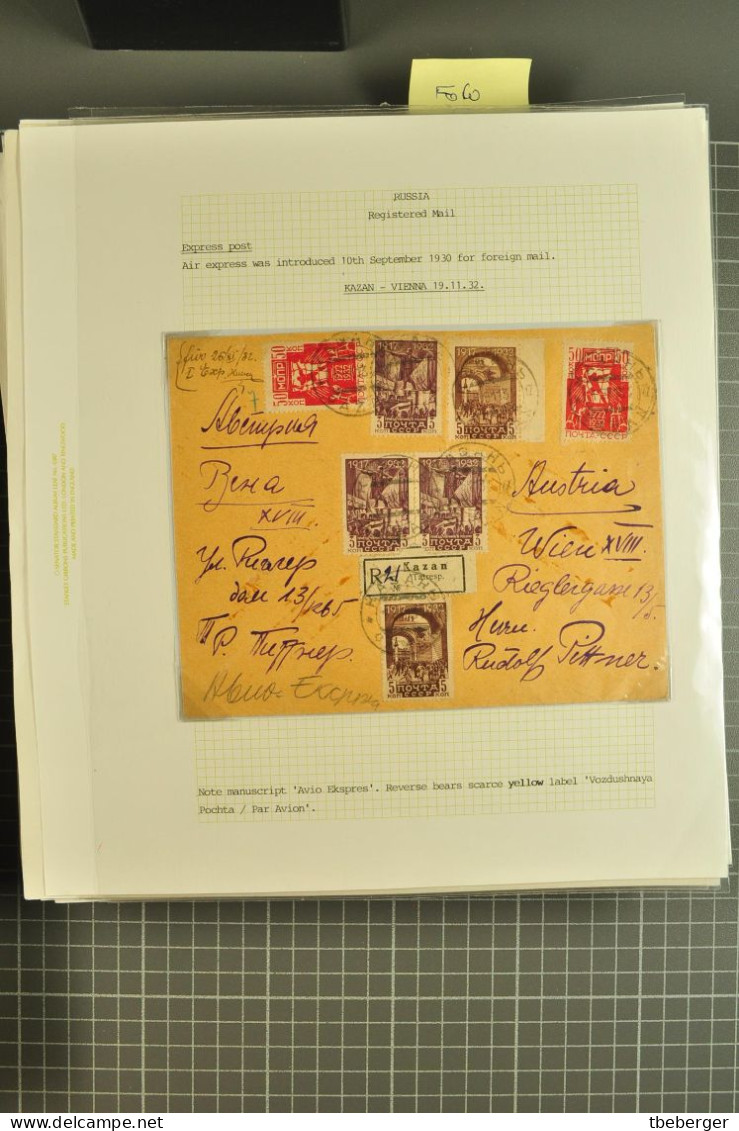 Russia USSR 1928-40 Special Post Express Mail, 57 covers with different labels, cds's & frankings, ex Miskin (47-103)