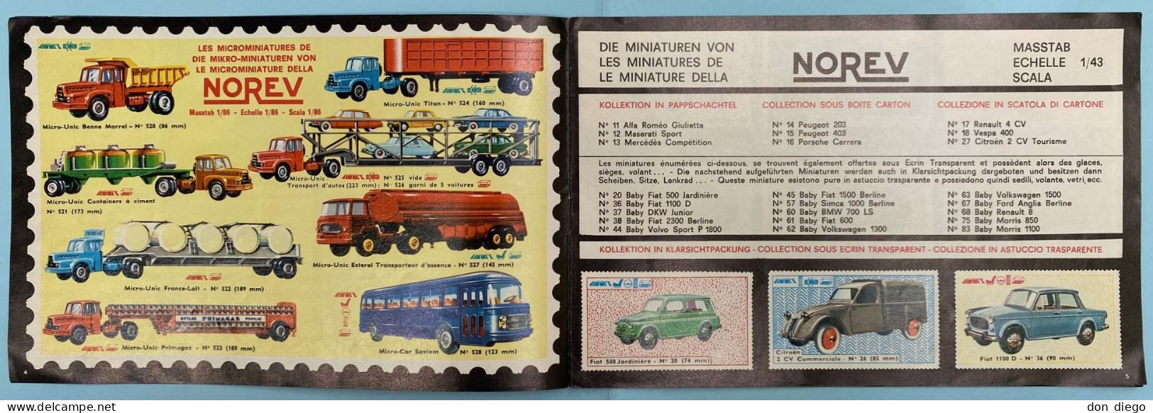 Catalogue Miniatures NOREV 1968 Voitures / Camions / Bus / Travaux Publics + Prospectus Nouveautés - Cataloghi