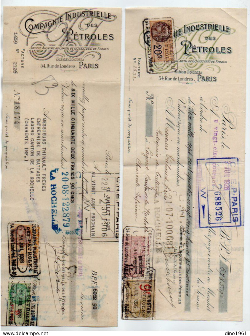 VP22.241 - 1926 / 28 - Lettre De Change - Compagnie Industrielle Des Pétroles à PARIS - Wissels