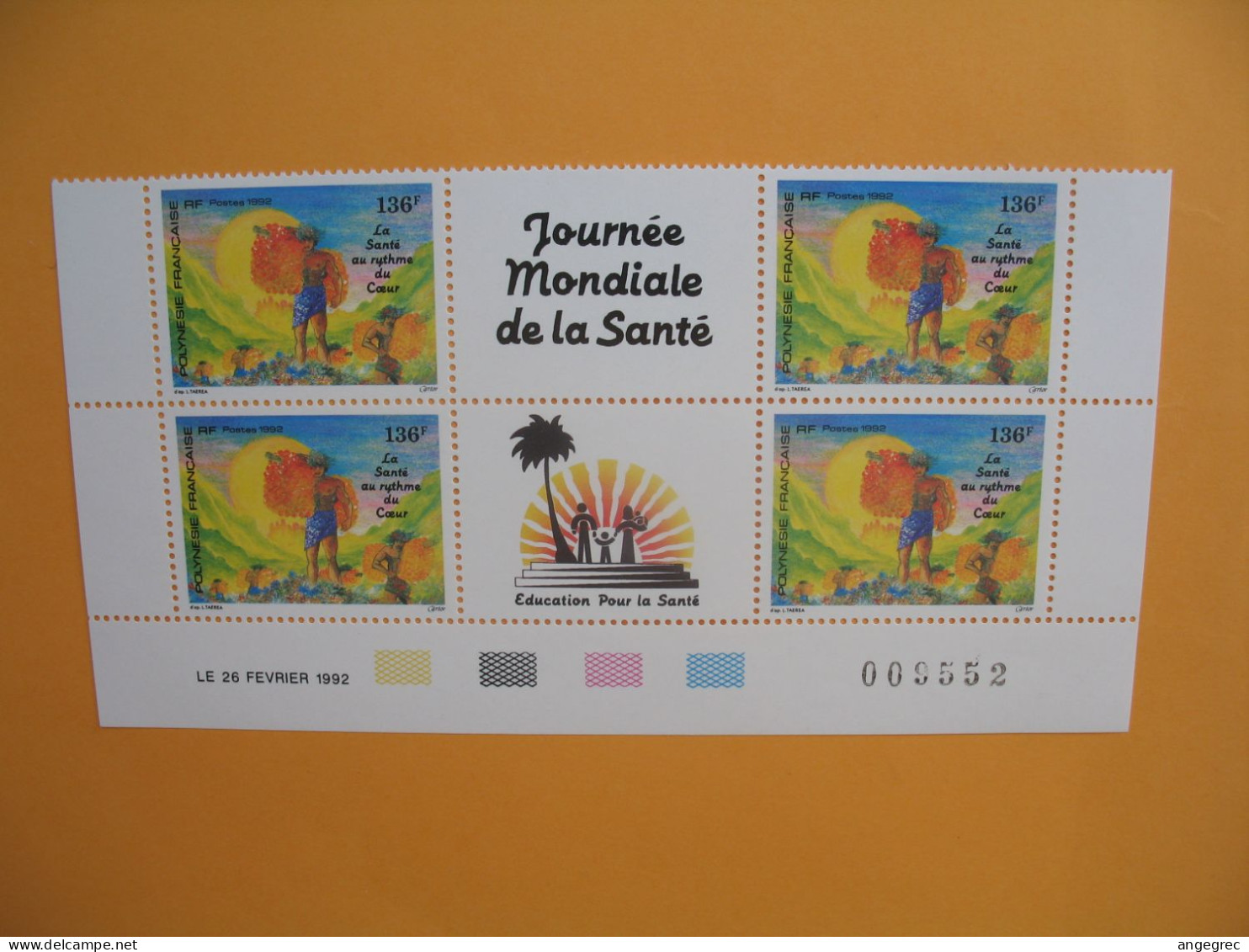 Polynésie 1992   Bloc De 4 Coin Daté   Neuf **  N° 408A  La Santé Au Rytme Du Coeur   à Voir - Neufs