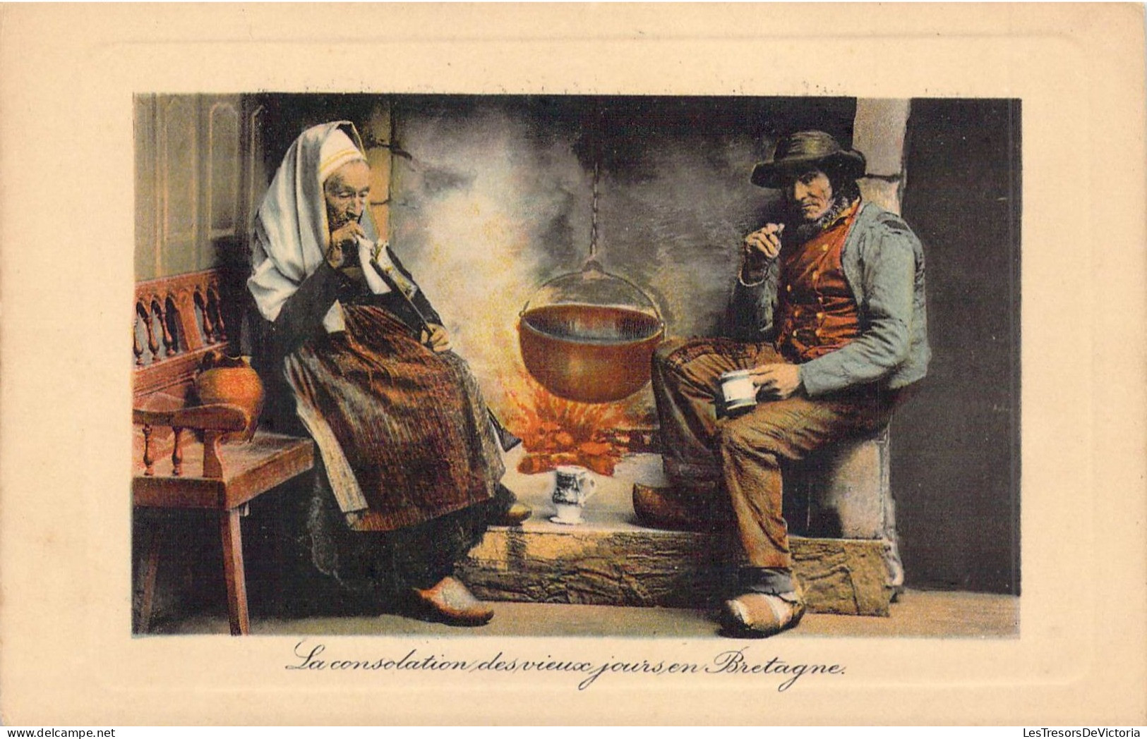 FOLKLORE - COSTUMES - La Consolation Des Vieux Jours En Bretagne - Carte Postale Ancienne - Costumes