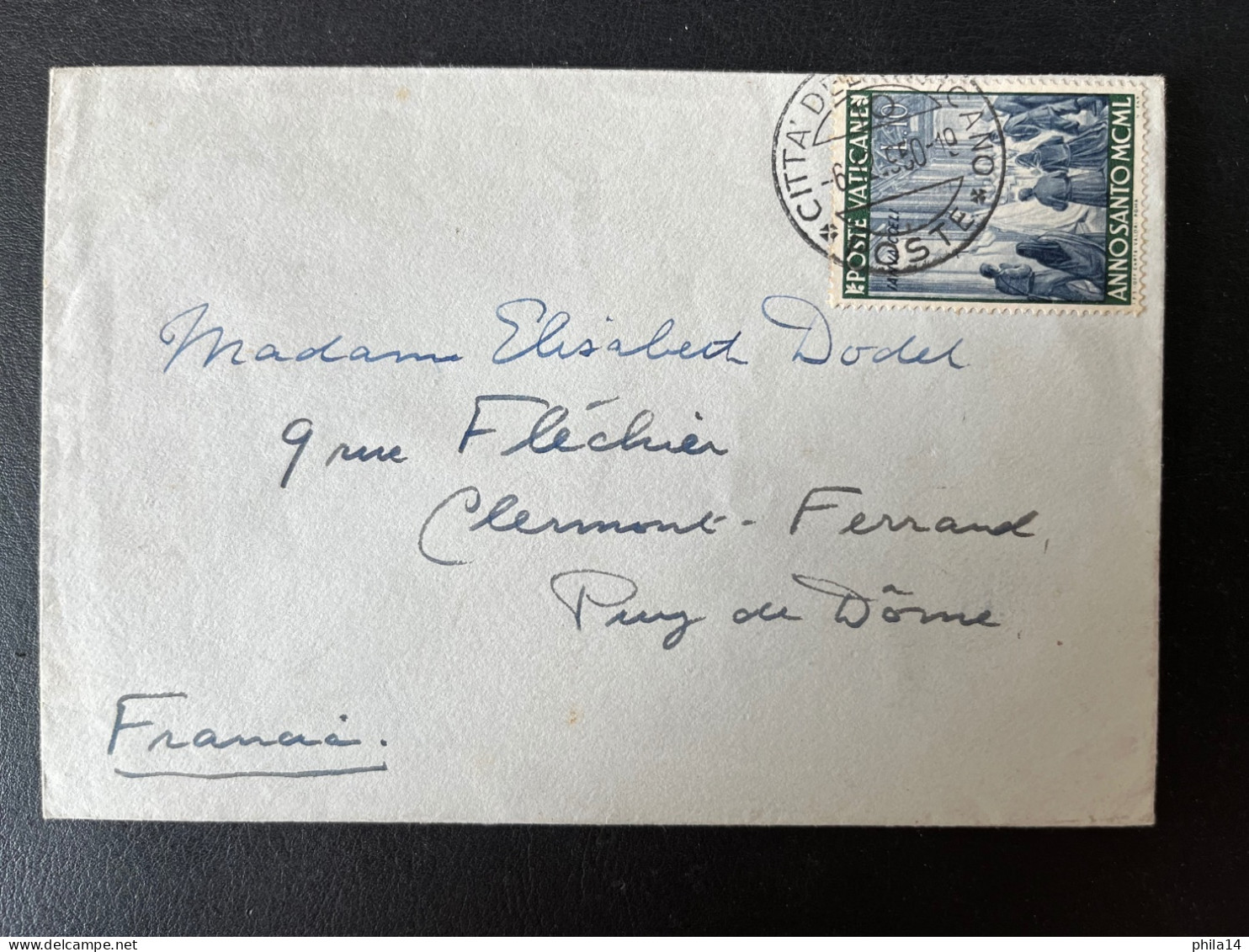 ENVELOPPE VATICAN 1950 / ANNO SANTO MCML / POUR CLERMONT FERRAND FRANCE - Briefe U. Dokumente