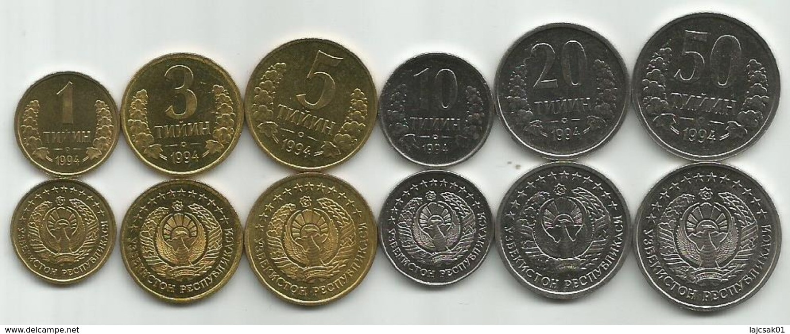 Uzbekistan 1994. Set Of 6 High Grade Coins 1-50 Tiyin - Uzbekistan
