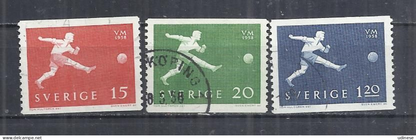 SWEDEN 1958 - WORLD FOOTBALL CUP - CPL. SET - USED OBLITERE GESTEMPELT USADO - 1958 – Suède