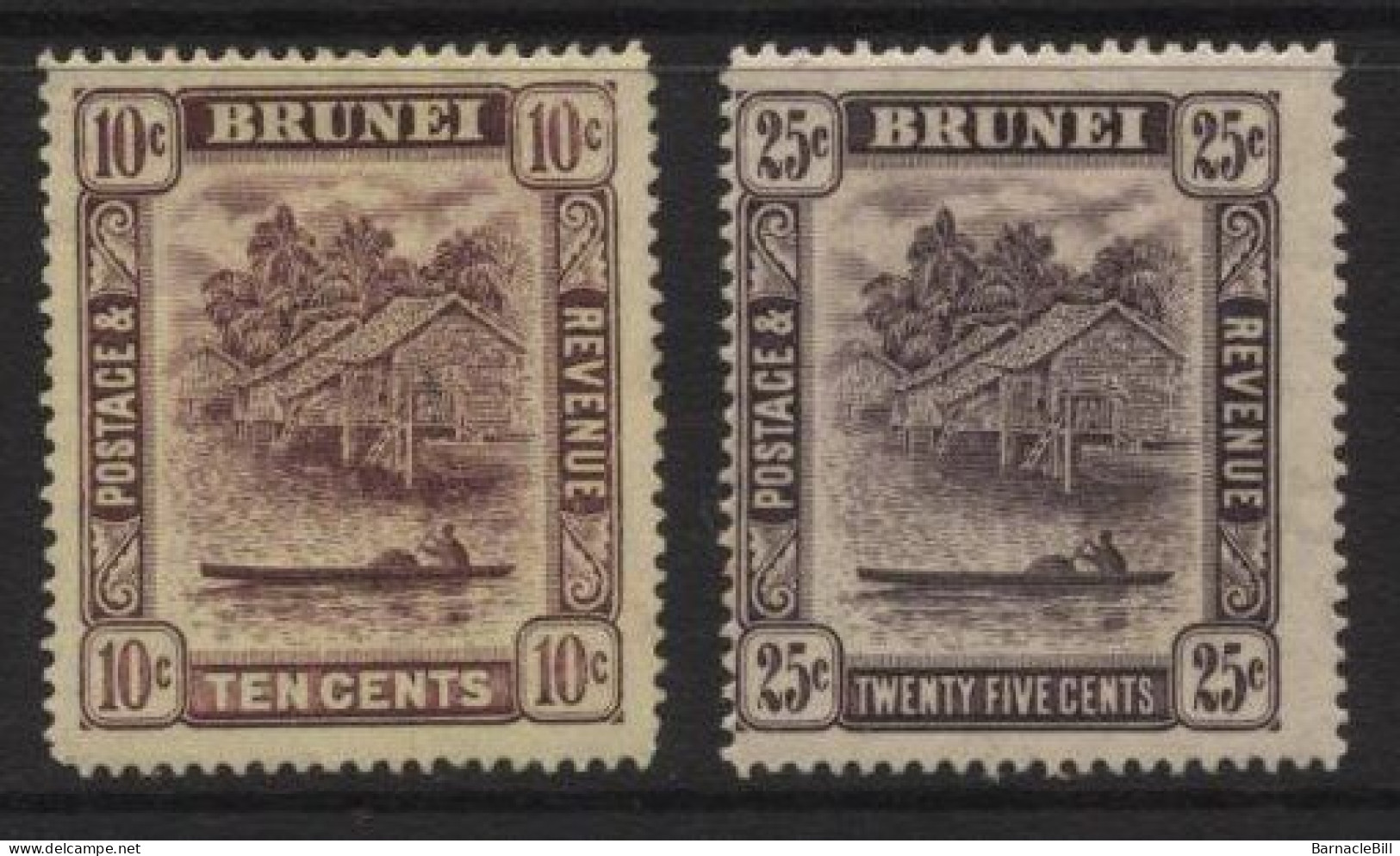 Brunei (17) 1908 Issue. Watermark Multiple Crown CA. 2 Values. Unused. Hinged. - Brunei (...-1984)