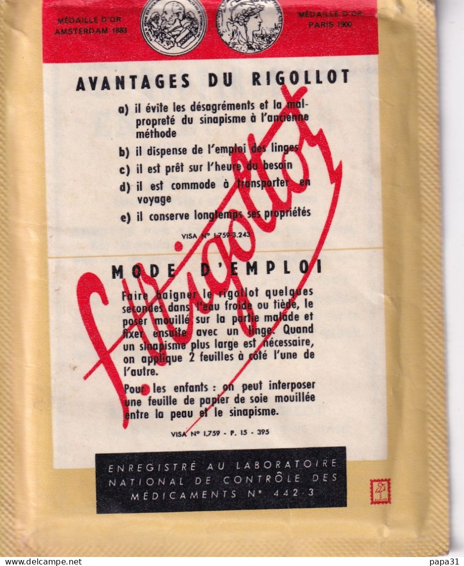 PAQUET De PAPIER RIGOLLOT - MOUTARDE EN FEUILLES POUR SINAPISMES - Santé