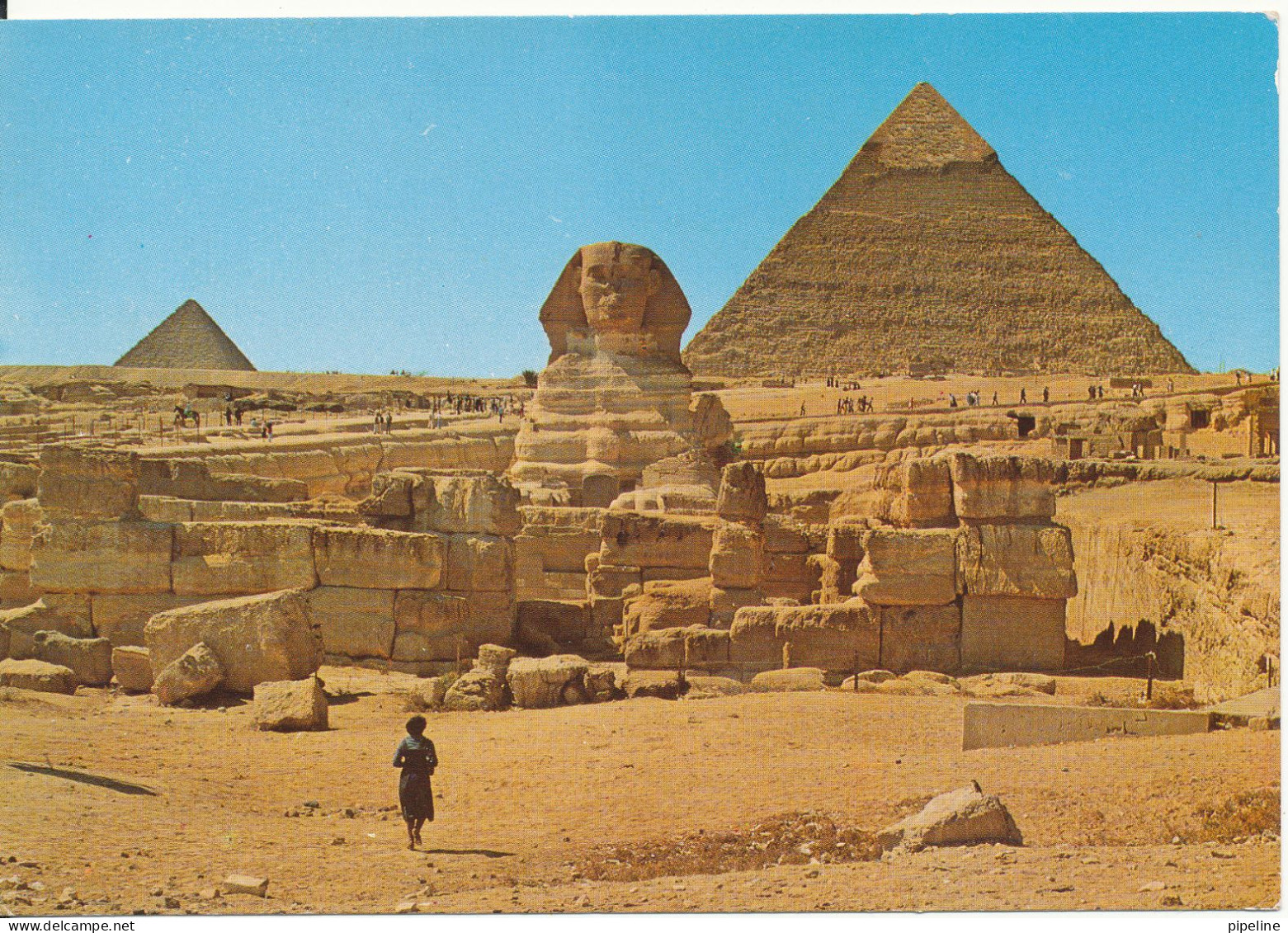 Egypt Postcard Sent To Denmark 6-3-1988 (Gize The Great Sphinx And The Pyramids Of Kephren & Mikerinos) - Sphinx