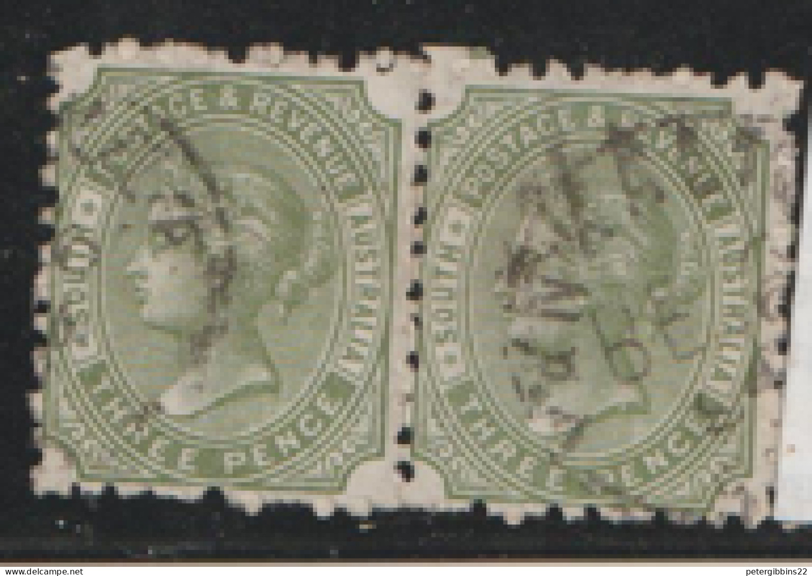 South Australia  1883  SG  183b 1/2d  Olive Green  Fine Used  Pair - Oblitérés