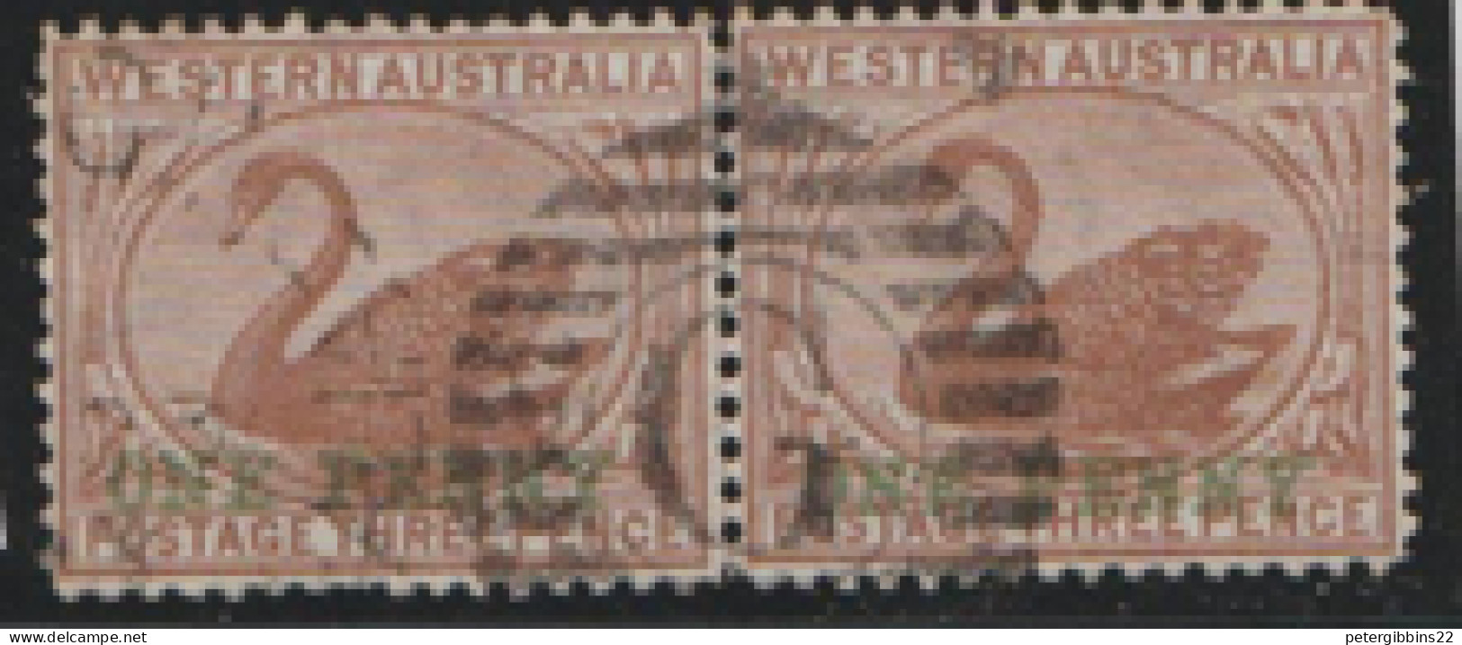 Western Australia  1893  SG   107  ONE PENNY  Overprint  Fine Used Pair   - Usati